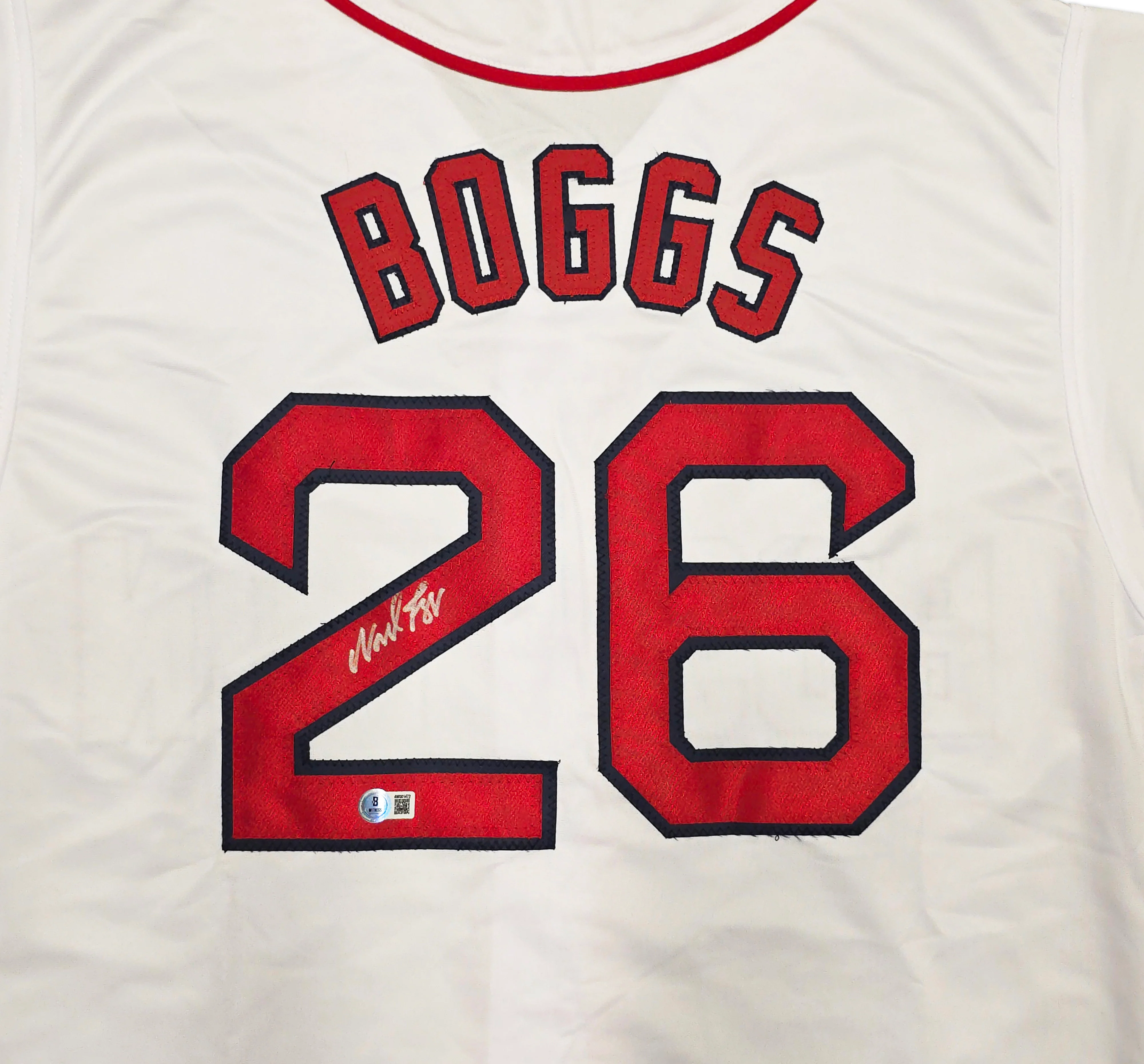 Boston Red Sox Wade Boggs Autographed White Jersey Beckett BAS Witness Stock #257836 - Image 2