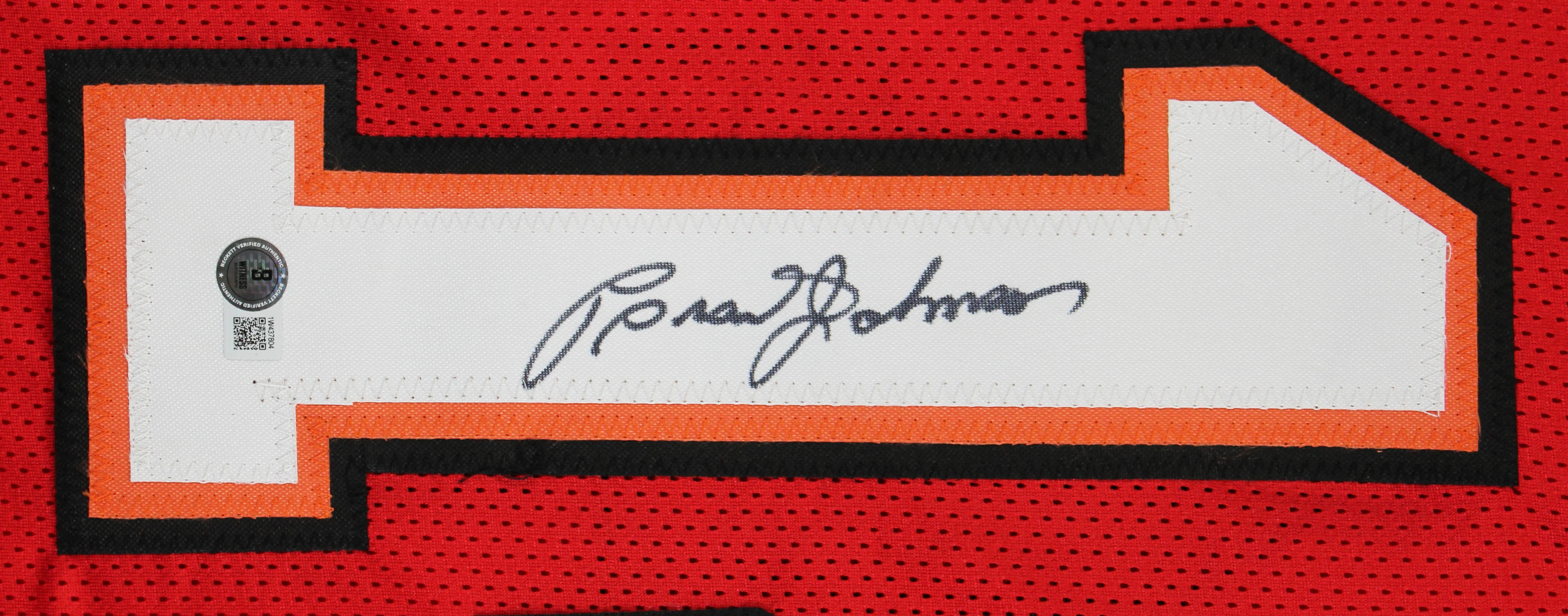 Brad Johnson Authentic Signed Red Pro Style Jersey Autographed BAS Witnessed - Image 3