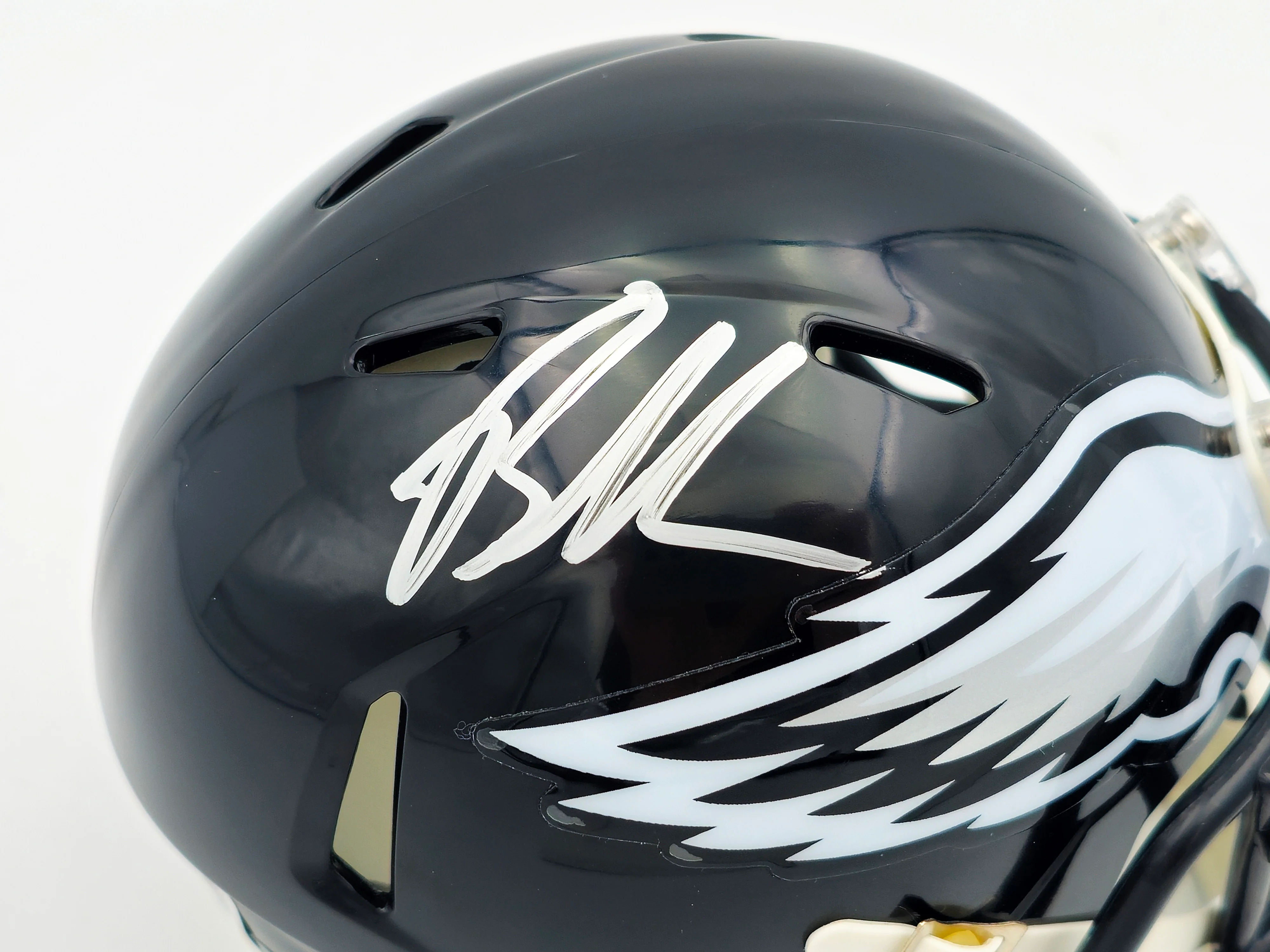 Brandon Graham Autographed Philadelphia Eagles 2022 Alternate Black Speed Mini Helmet Beckett BAS Witness Stock #238572 - Image 2