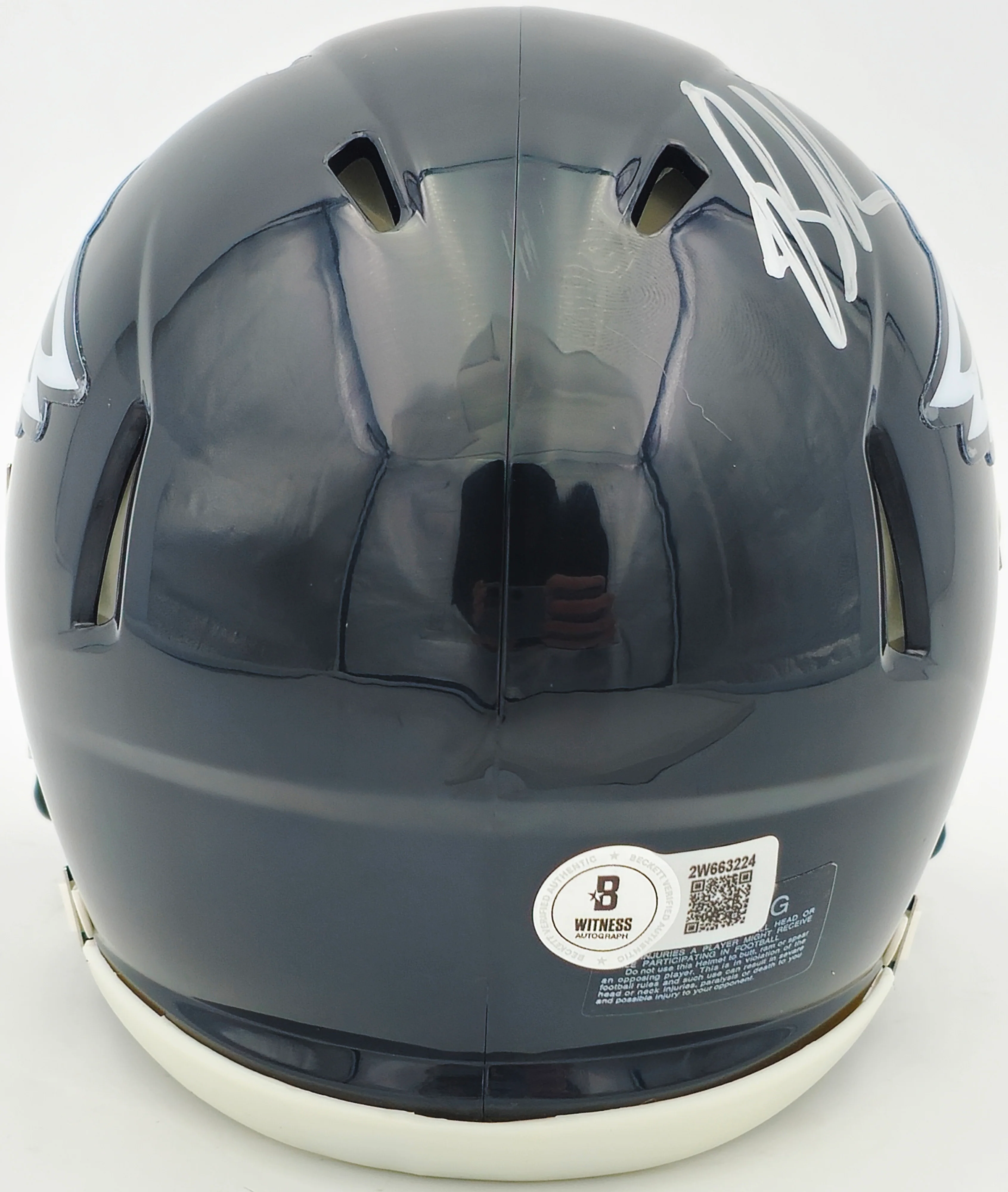 Brandon Graham Autographed Philadelphia Eagles 2022 Alternate Black Speed Mini Helmet Beckett BAS Witness Stock #238572 - Image 4