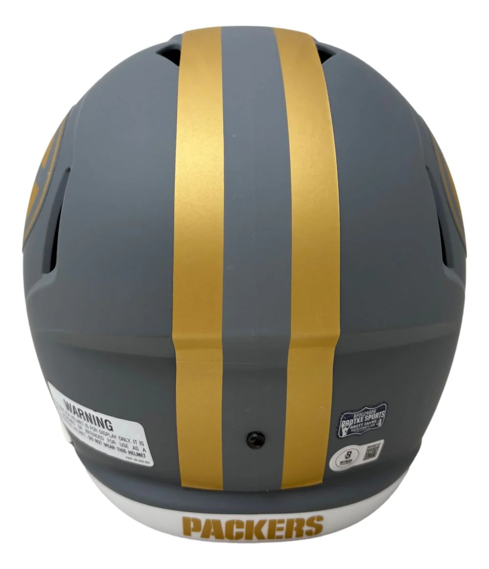 Brett Favre Signed Green Bay Packers FS Slate Replica Speed Helmet BAS - Image 3