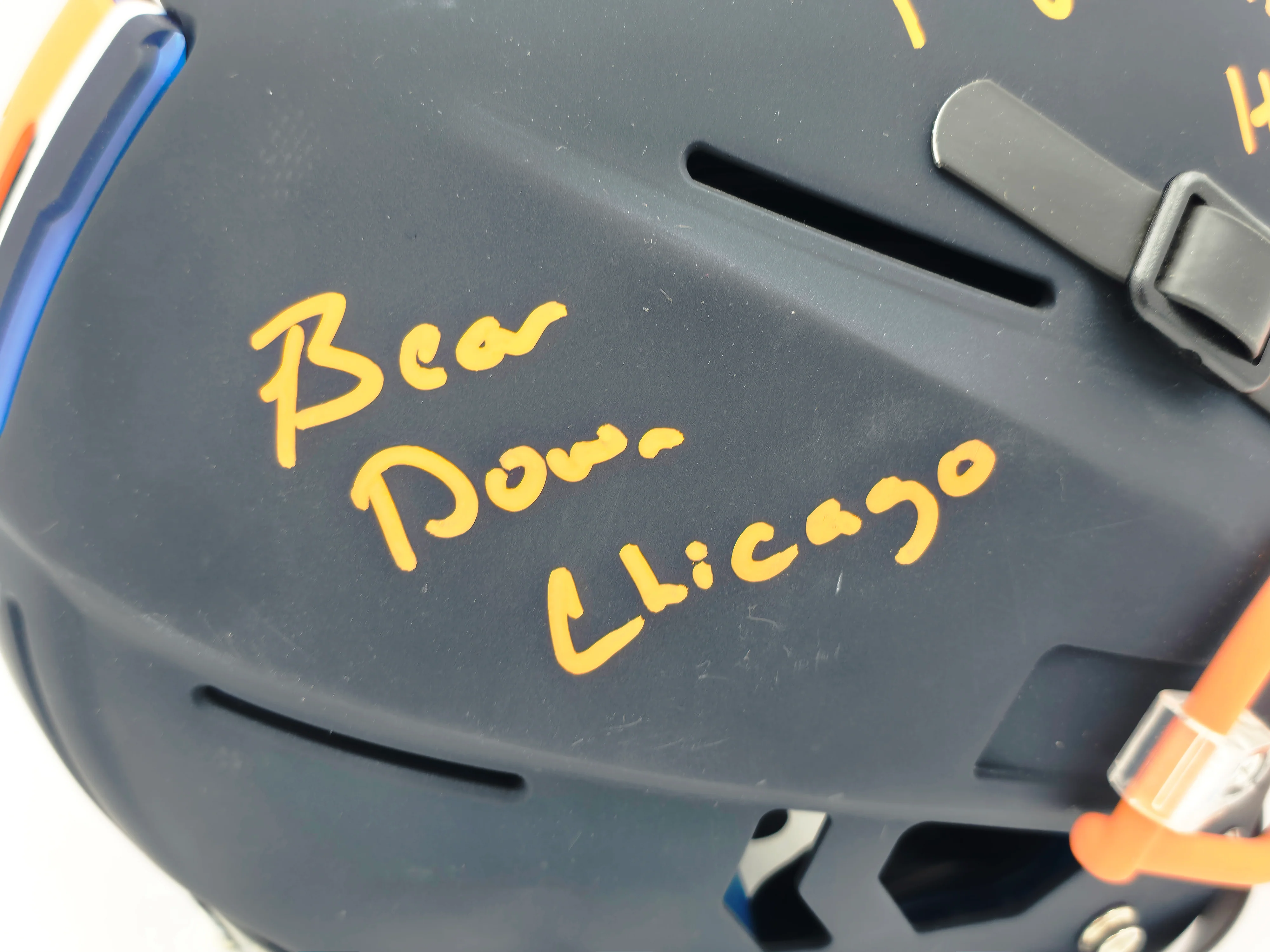 Brian Urlacher Autographed Black & Orange SpeedFlex Authentic Schutt Full Size Helmet Chicago Bears "Bear Down Chicago, #1/1" Beckett BAS Witness #4W469043 - Image 3