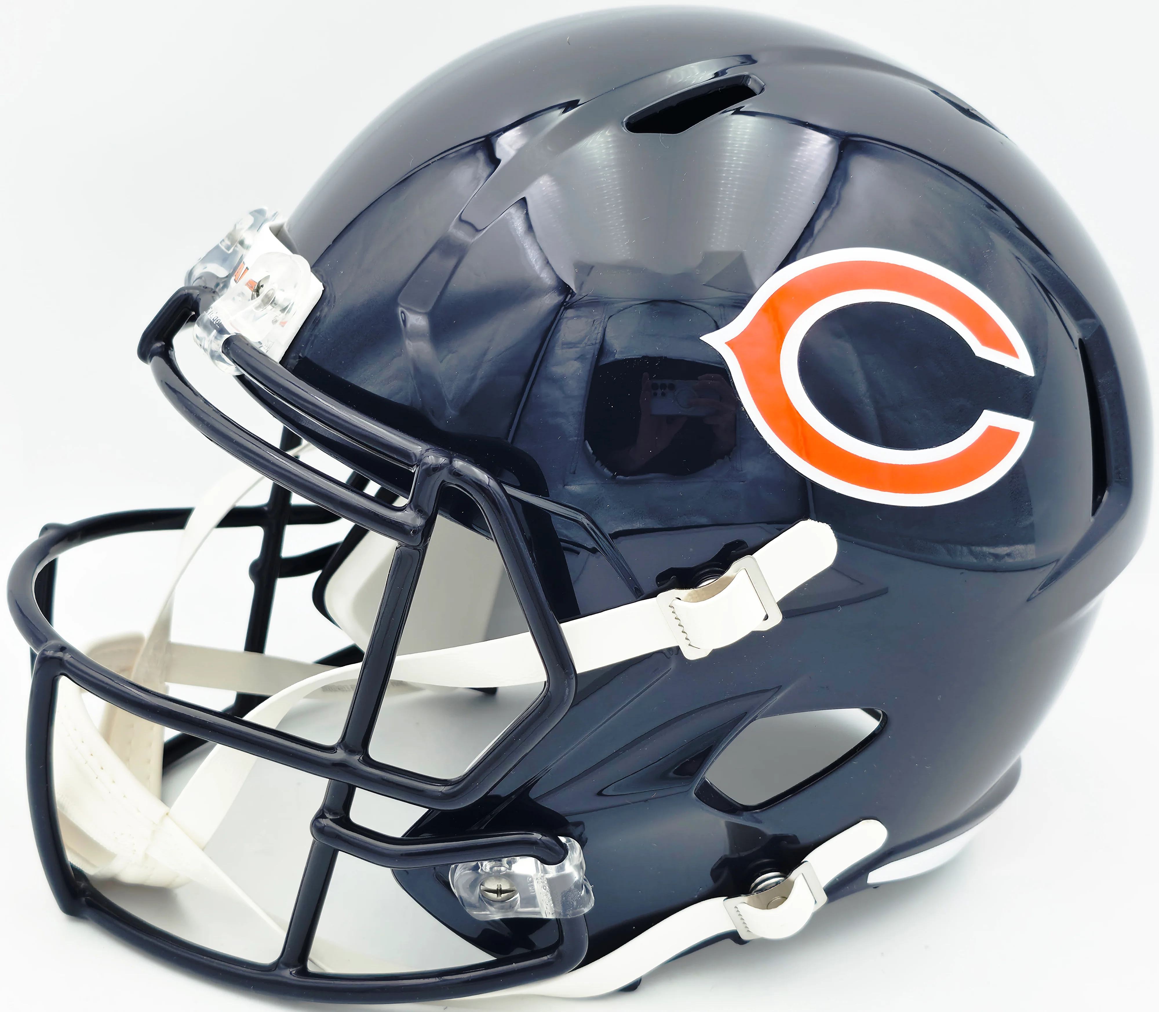 Brian Urlacher Autographed Chicago Bears Blue Full Size Speed Replica Helmet (In Orange) "HOF 18" Beckett BAS Witness Stock #261932 - Image 3