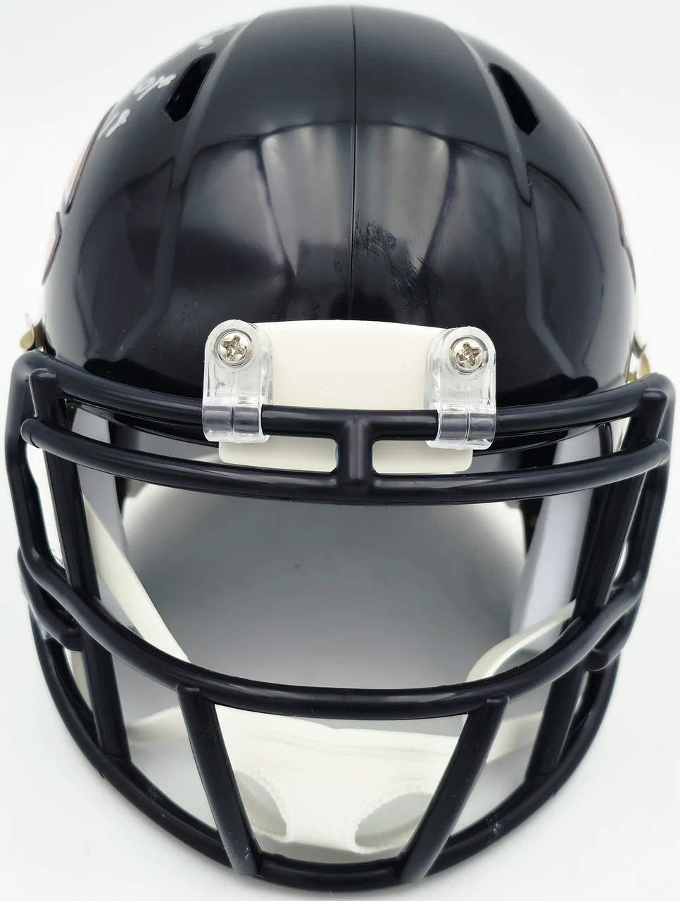 Brian Urlacher Autographed Chicago Bears Blue Speed Mini Helmet (In Silver) "HOF 18" Beckett BAS Witness Stock #261923 - Image 4