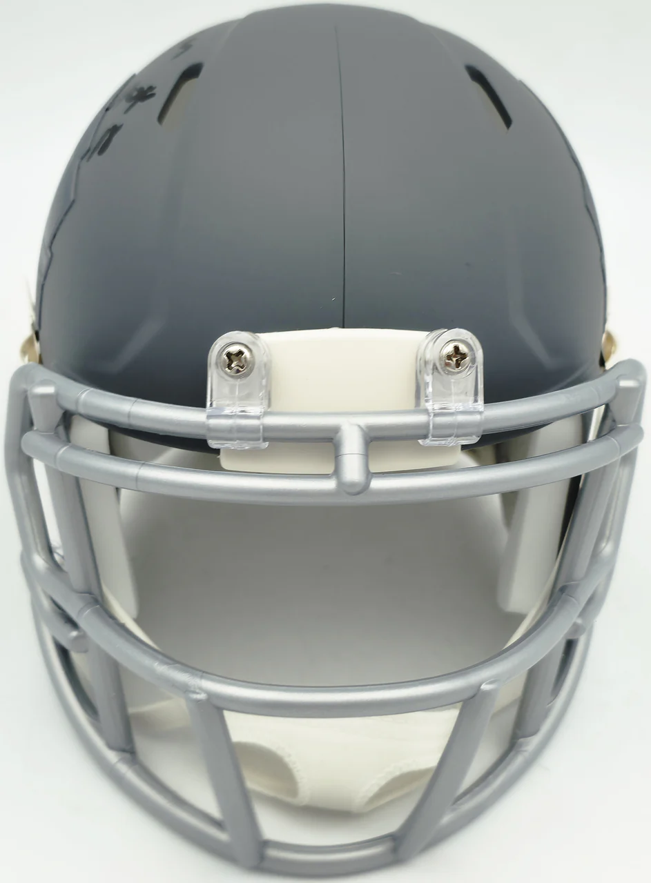Brian Urlacher Autographed Hall of Fame Slate Gray Speed Mini Helmet "HOF 18" Beckett BAS Witness Stock #261928 - Image 4