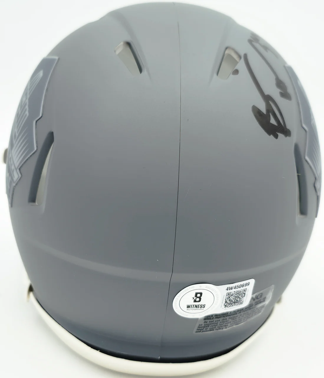 Brian Urlacher Autographed Hall of Fame Slate Gray Speed Mini Helmet "HOF 18" Beckett BAS Witness Stock #261928 - Image 5