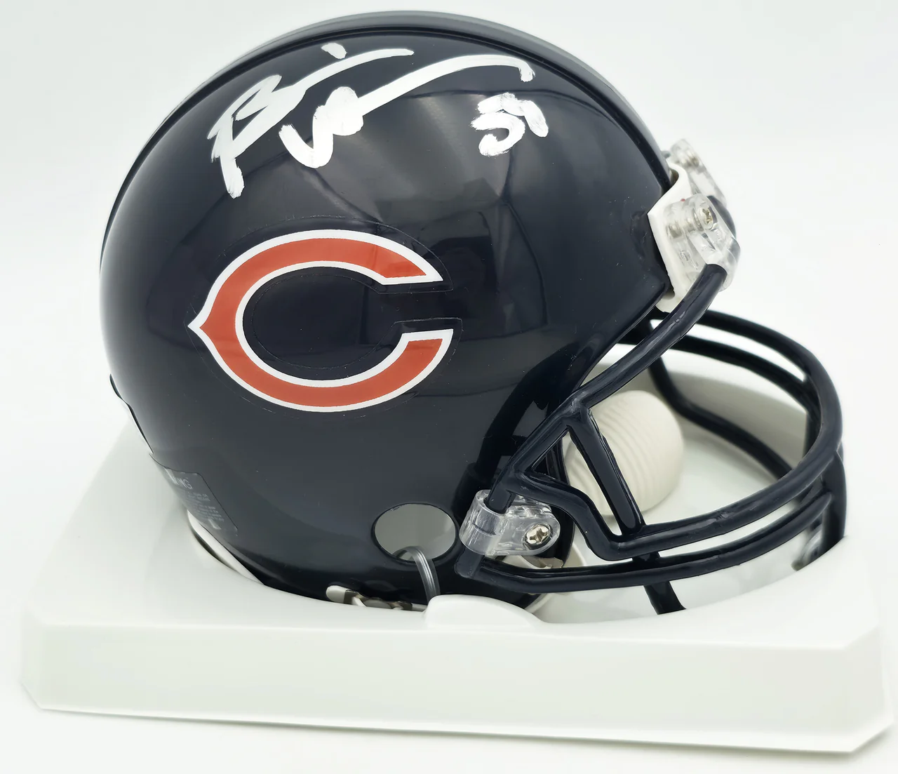 Brian Urlacher & Dan Hampton Autographed Chicago Bears Blue Mini Helmet Beckett BAS Witness Stock #261929