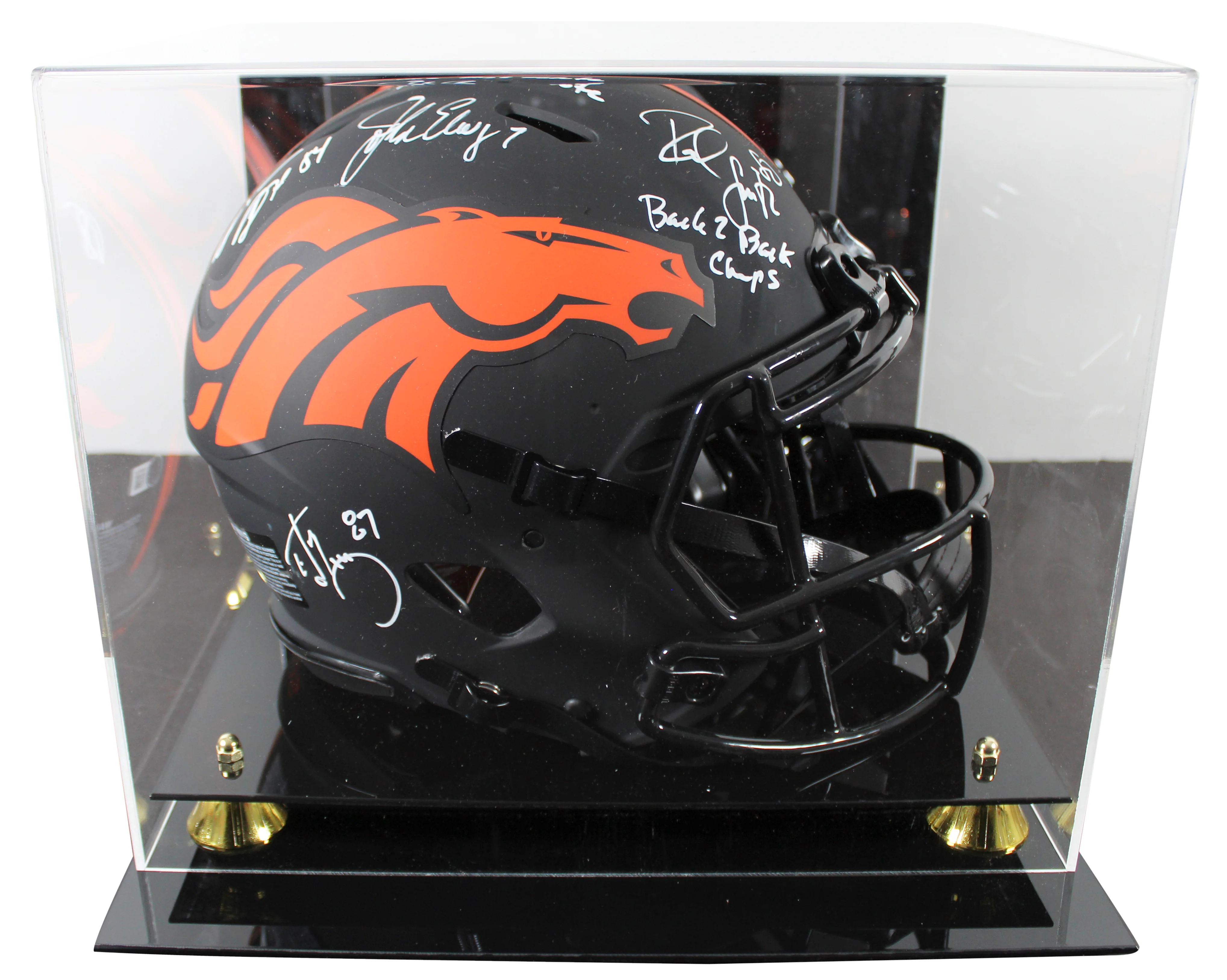 Broncos (4) Elway, Sharpe +2 Signed Eclipse F/S Speed Proline Helmet W/ Case BAS - Image 2