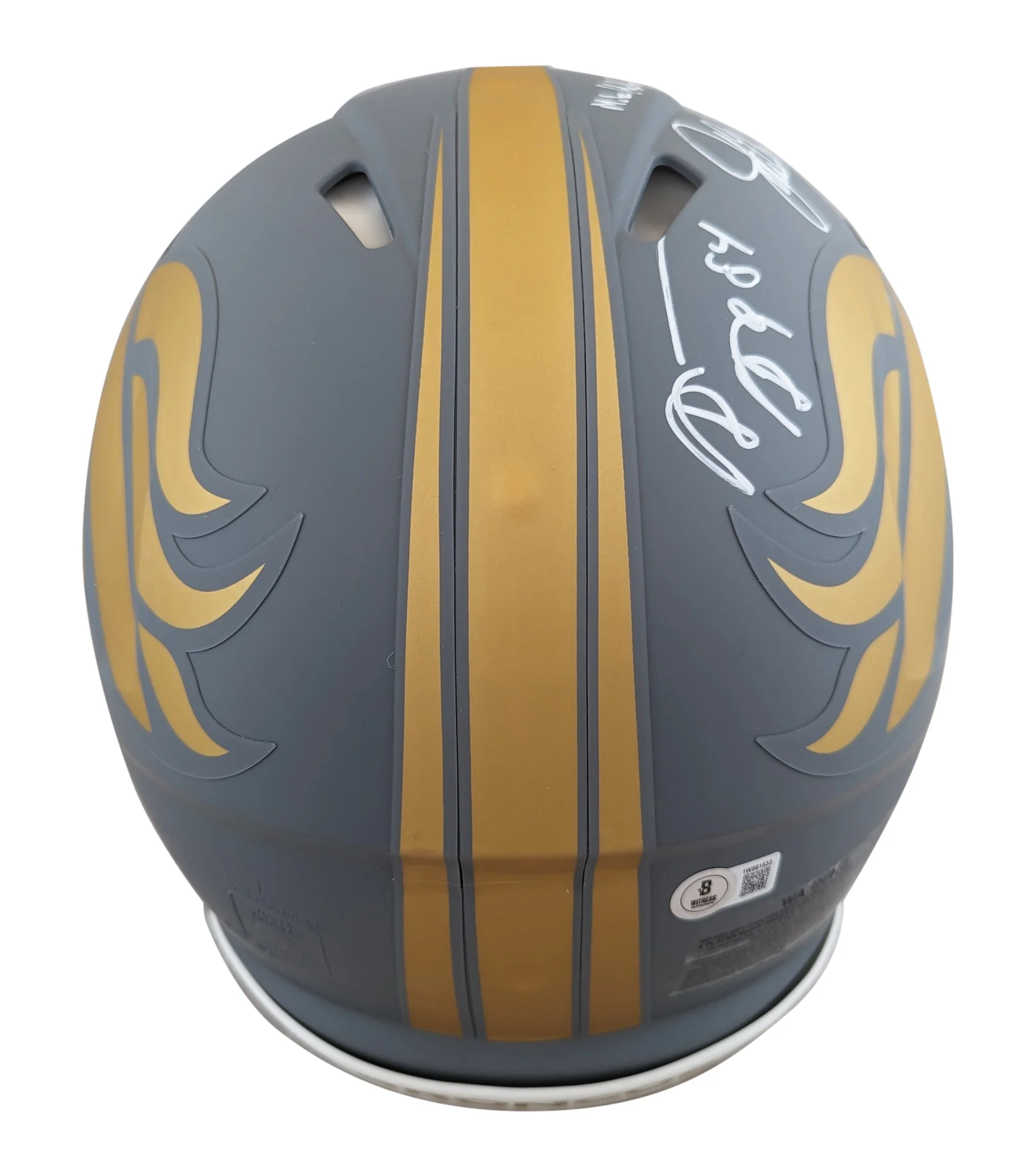 Broncos (4) Elway, Sharpe +2 Signed Slate F/S Speed Proline Helmet W/ Case BAS W - Image 4