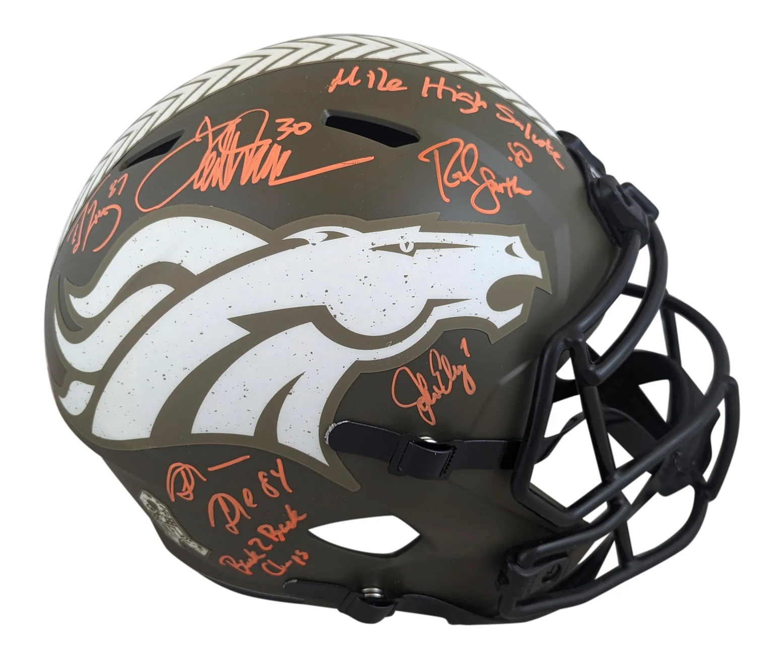 Broncos (5) Elway, Sharpe, Davis +2 Signed STS F/S Speed Rep Helmet W/ Case BAS - Image 3
