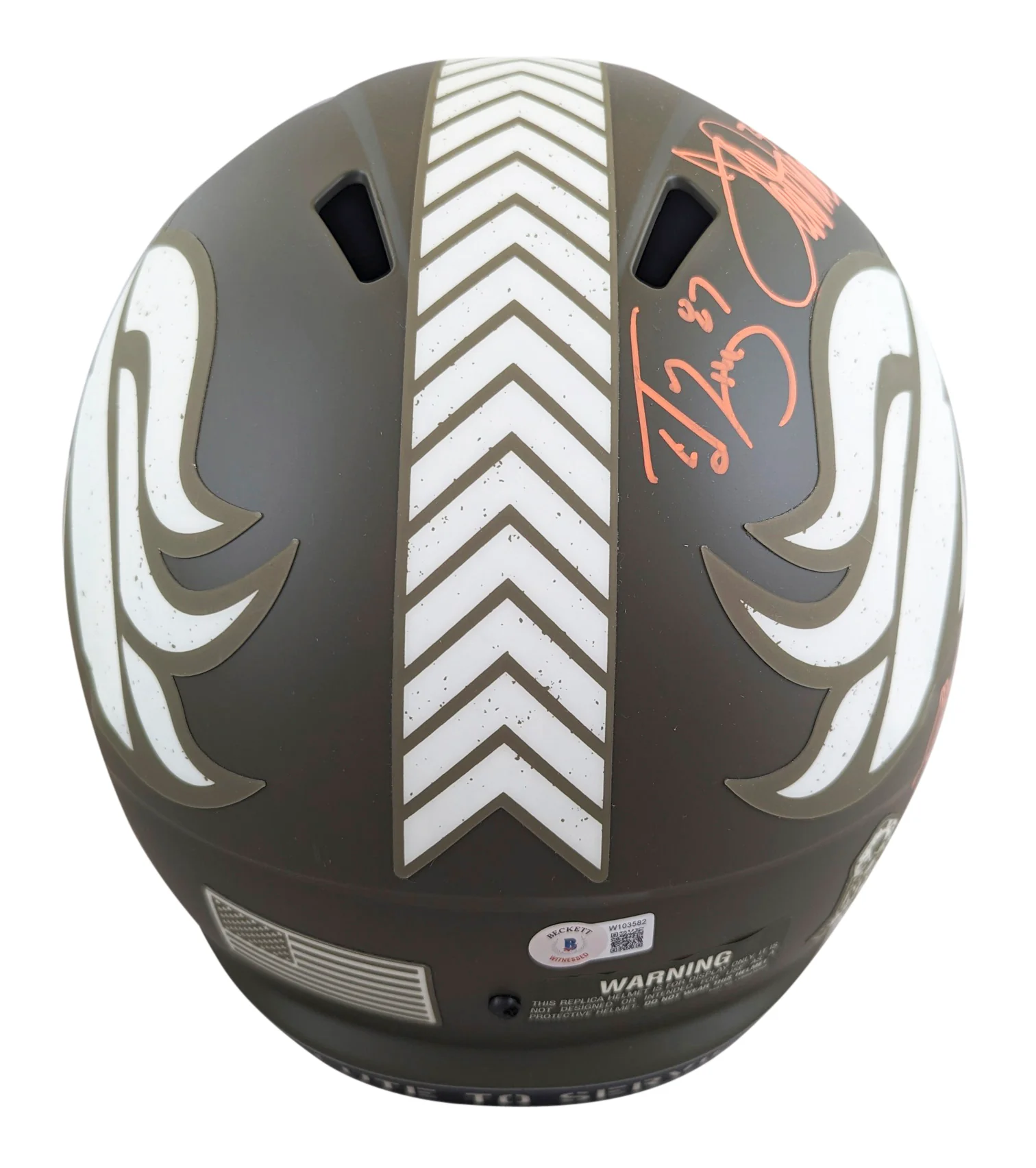 Broncos (5) Elway, Sharpe, Davis +2 Signed STS F/S Speed Rep Helmet W/ Case BAS - Image 4