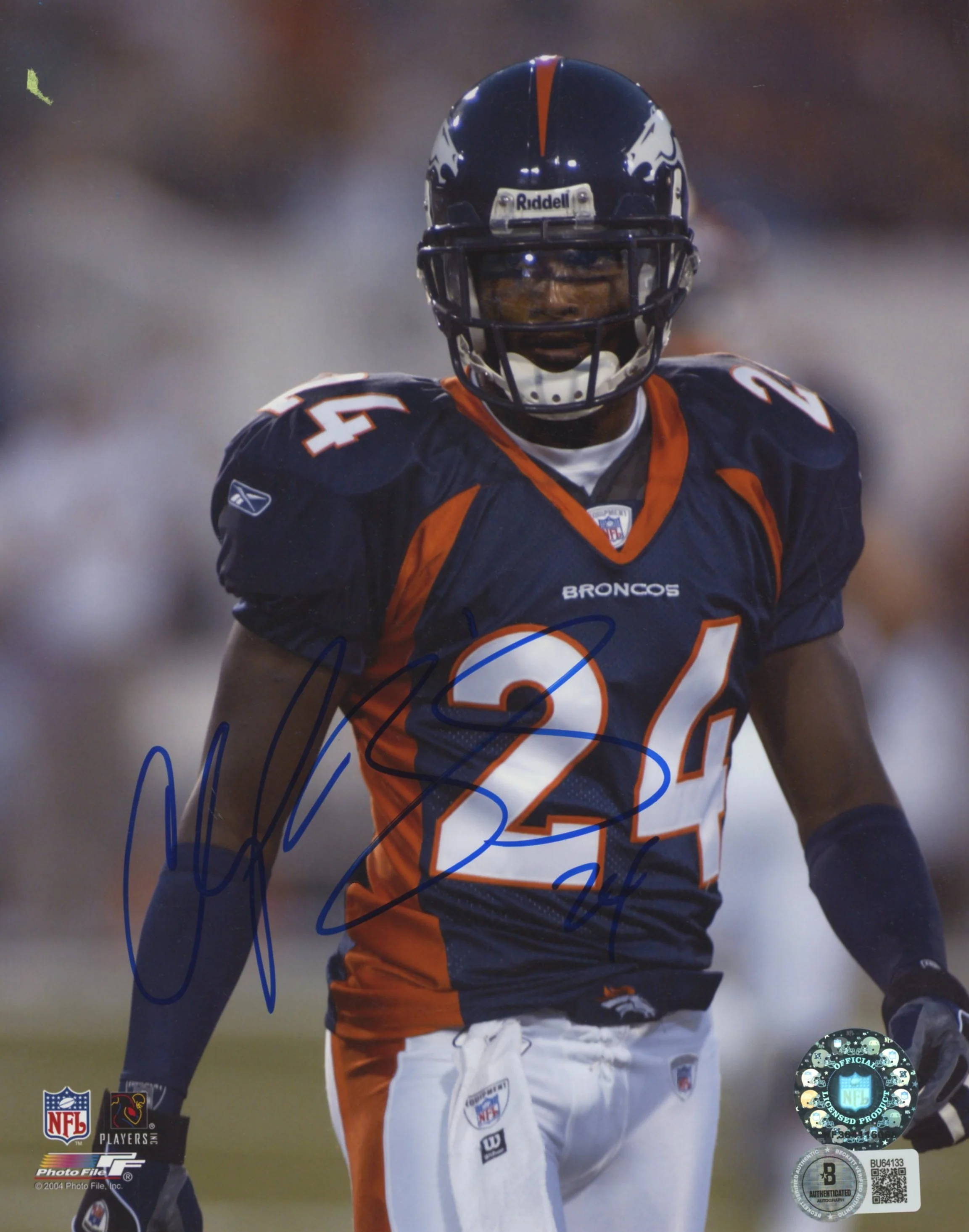 Broncos Champ Bailey 24 Authentic Signed 8x10 Vertical Photo BAS #BU64133 - Image 2
