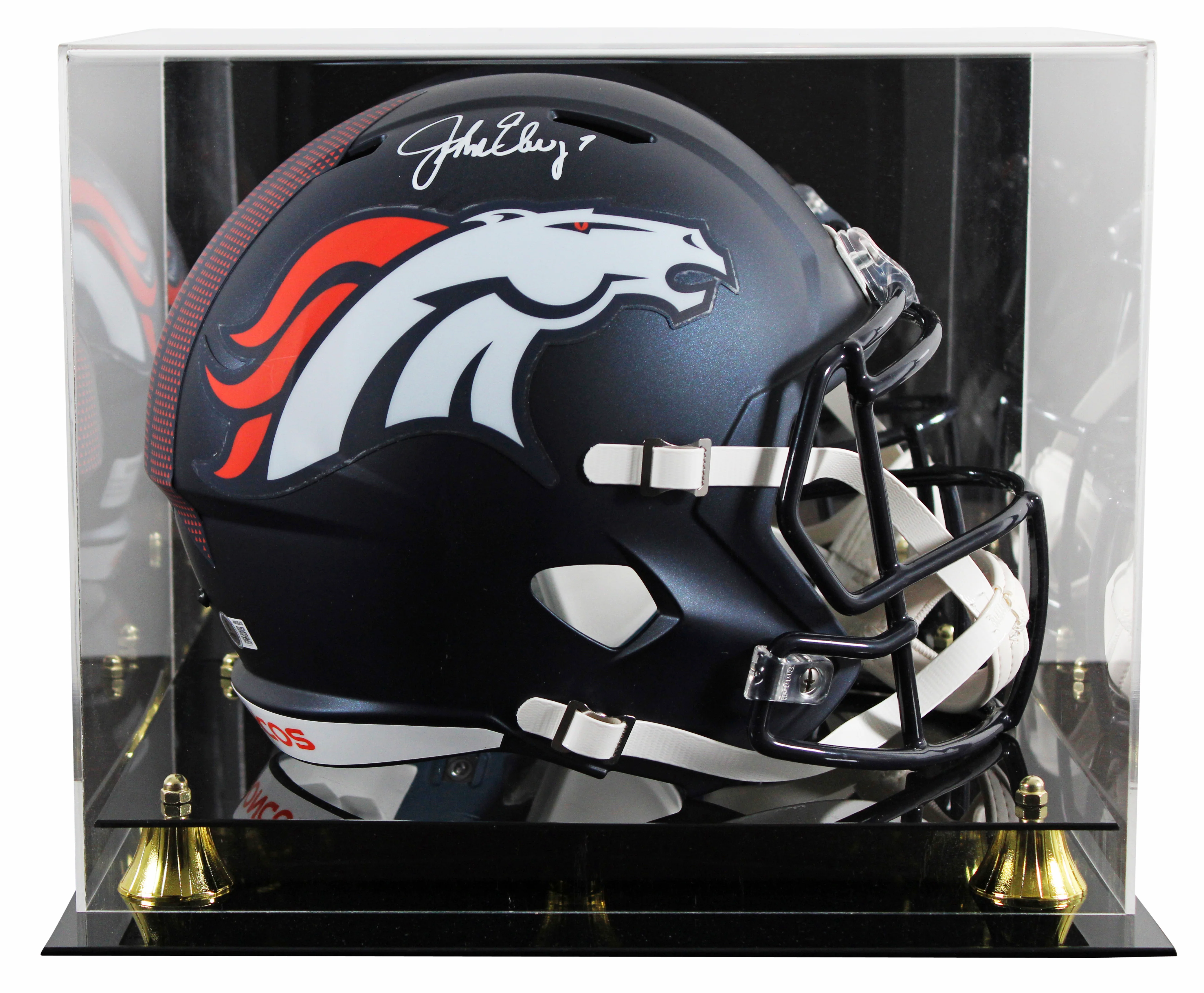 Broncos John Elway Signed Full Size Speed Rep Helmet W/ Case BAS Witnessed - Image 2