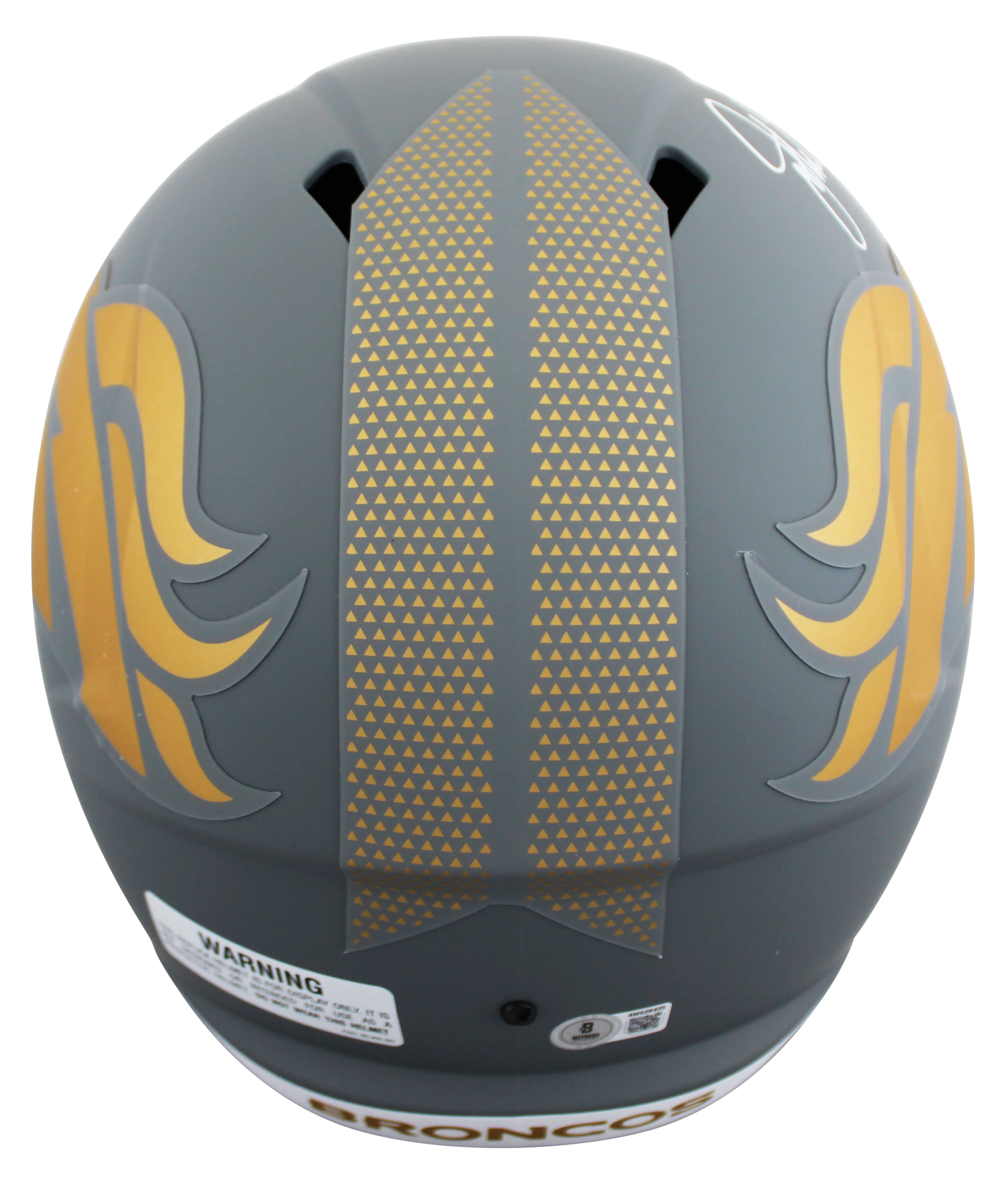Broncos John Elway Signed Slate Full Size Speed Rep Helmet BAS Witnessed - Image 3