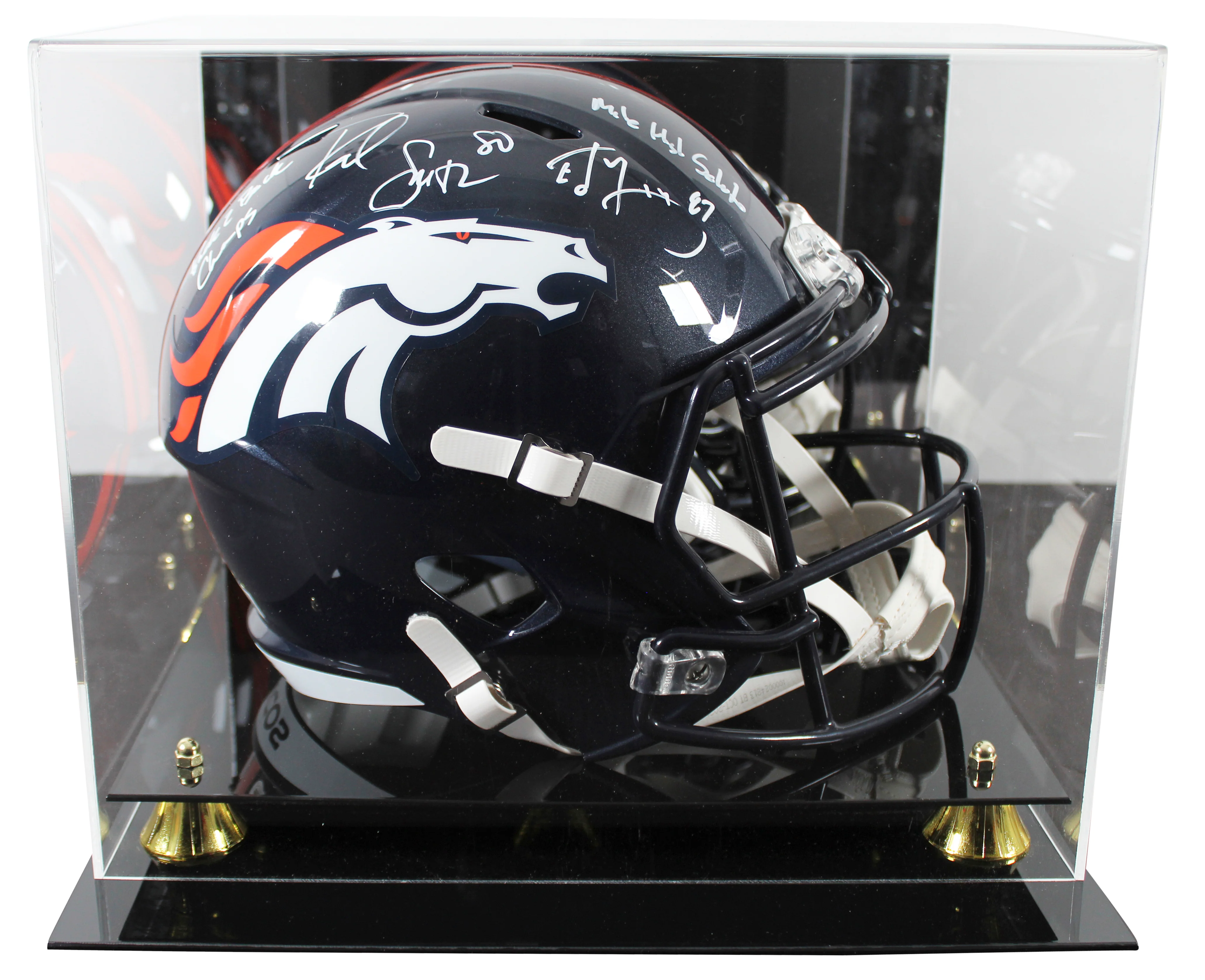 Broncos Rod Smith & Ed McCaffrey Signed Full Size Speed Rep Helmet W/ Case BAS W - Image 2