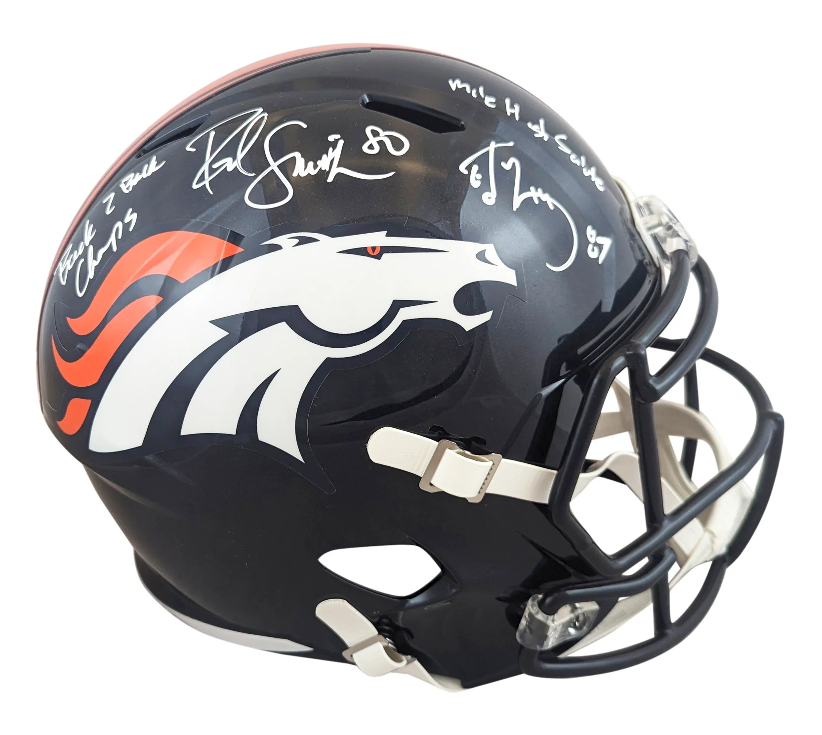 Broncos Rod Smith & Ed McCaffrey Signed Full Size Speed Rep Helmet W/ Case BAS W - Image 3
