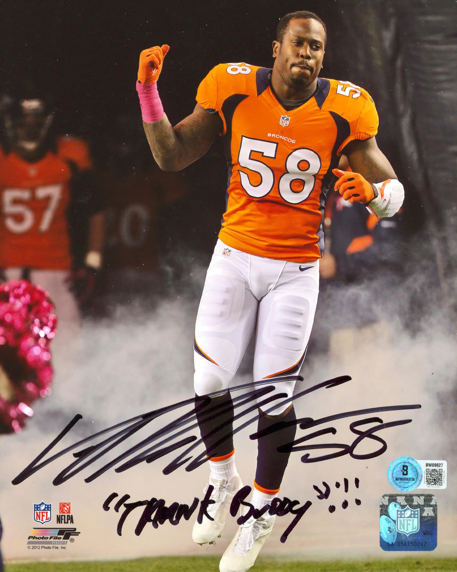Broncos Von Miller "Thanks Buddy" Authentic Signed 8x10 Photo BAS #BW89027 - Image 2