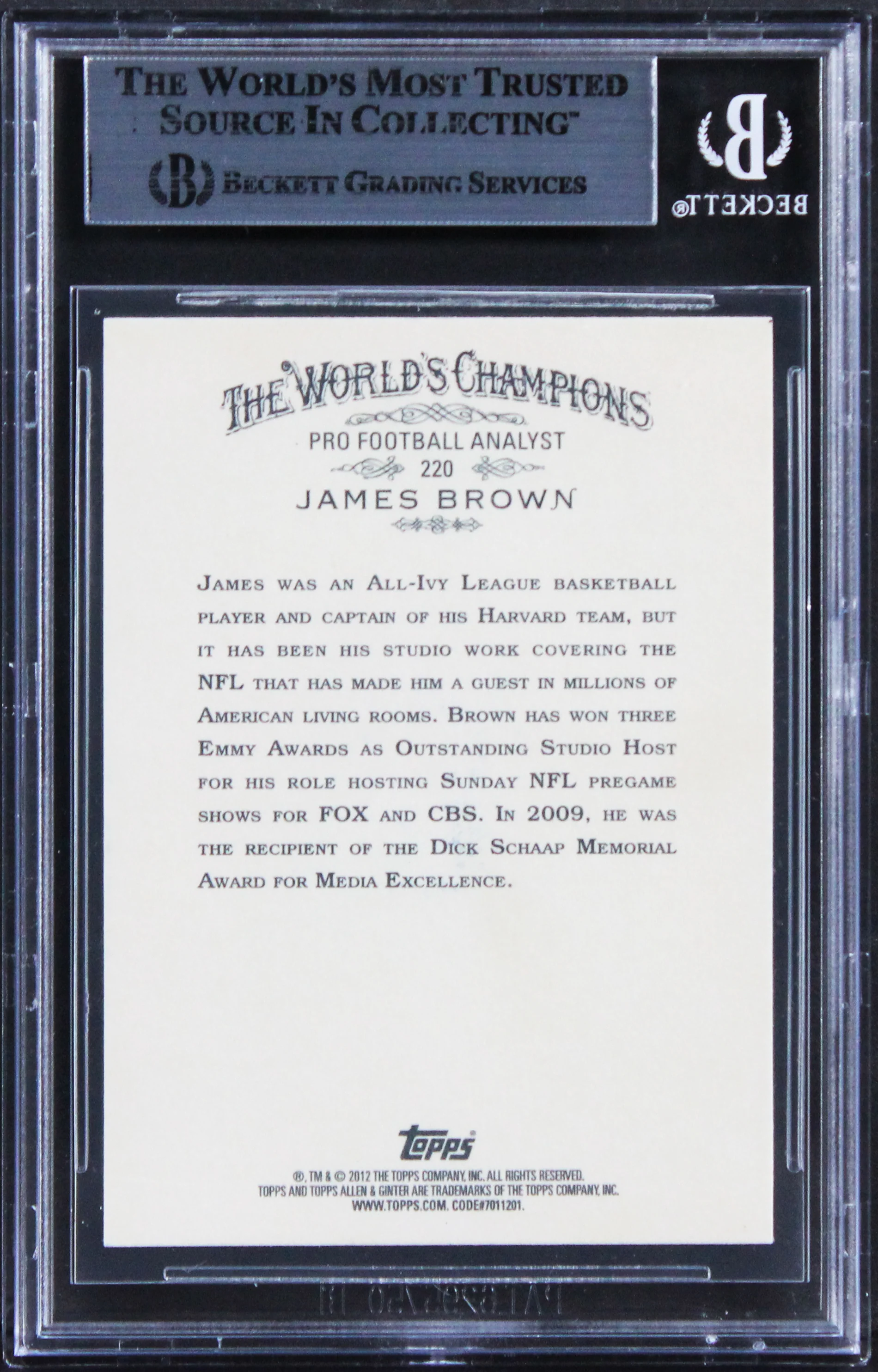 Browns James Brown Signed 2012 Topps Allen & Ginter #220 Card BAS Slabbed - Image 3