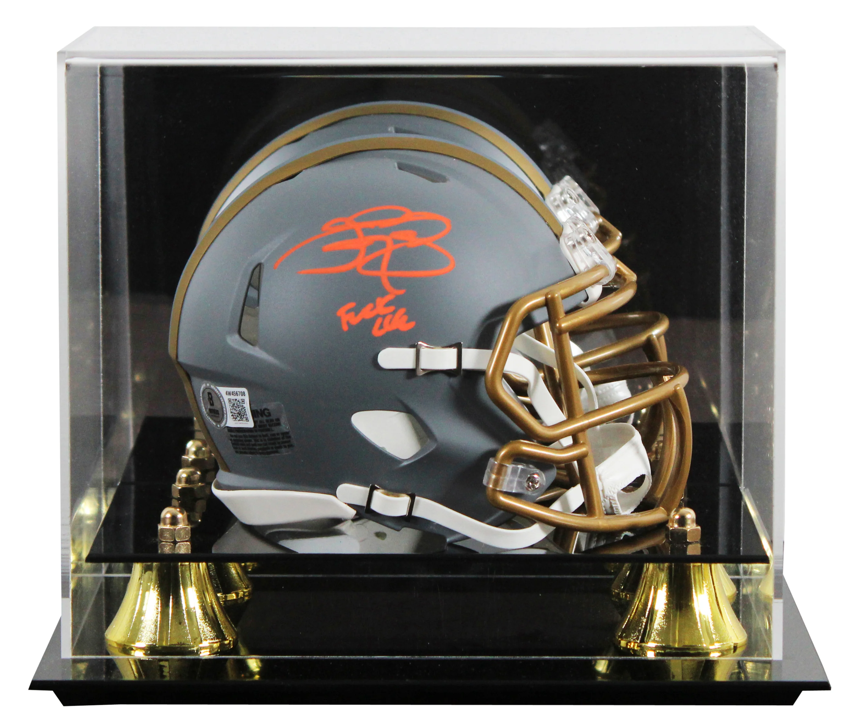 Browns Johnny Manziel "F*** CLE" Signed Slate Speed Mini Helmet W/ Case BAS Wit - Image 2