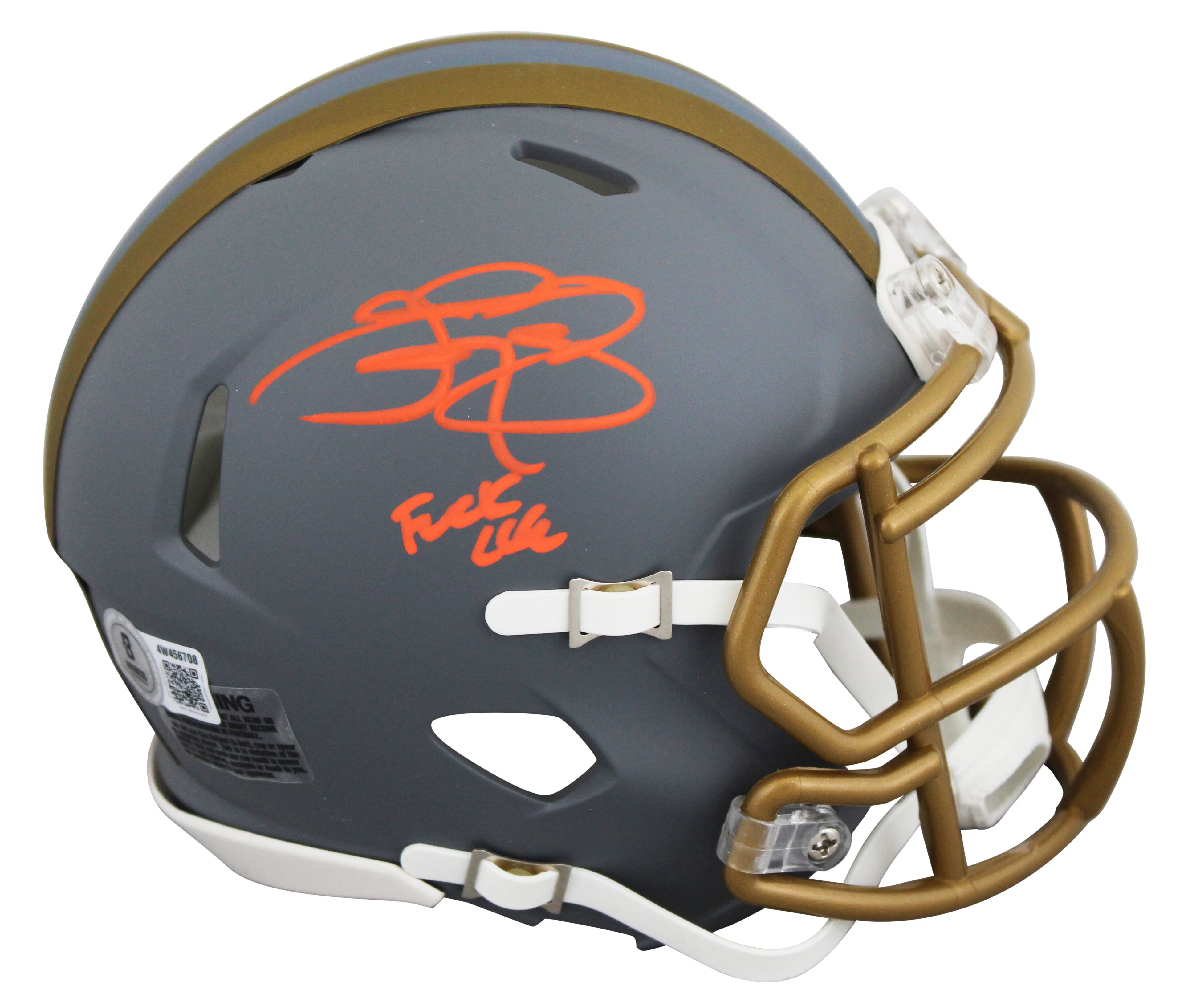 Browns Johnny Manziel "F*** CLE" Signed Slate Speed Mini Helmet W/ Case BAS Wit - Image 3