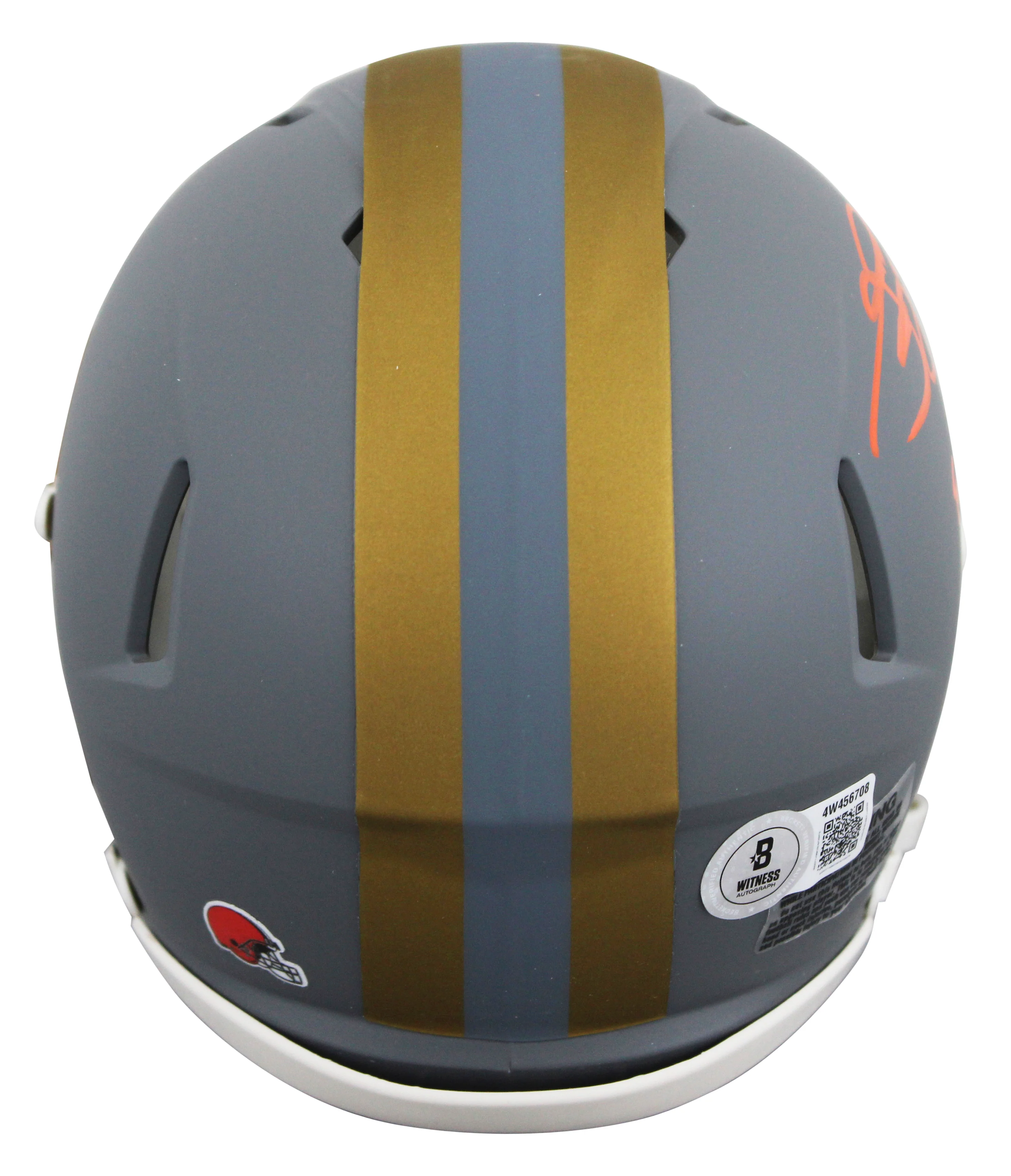 Browns Johnny Manziel "F*** CLE" Signed Slate Speed Mini Helmet W/ Case BAS Wit - Image 4