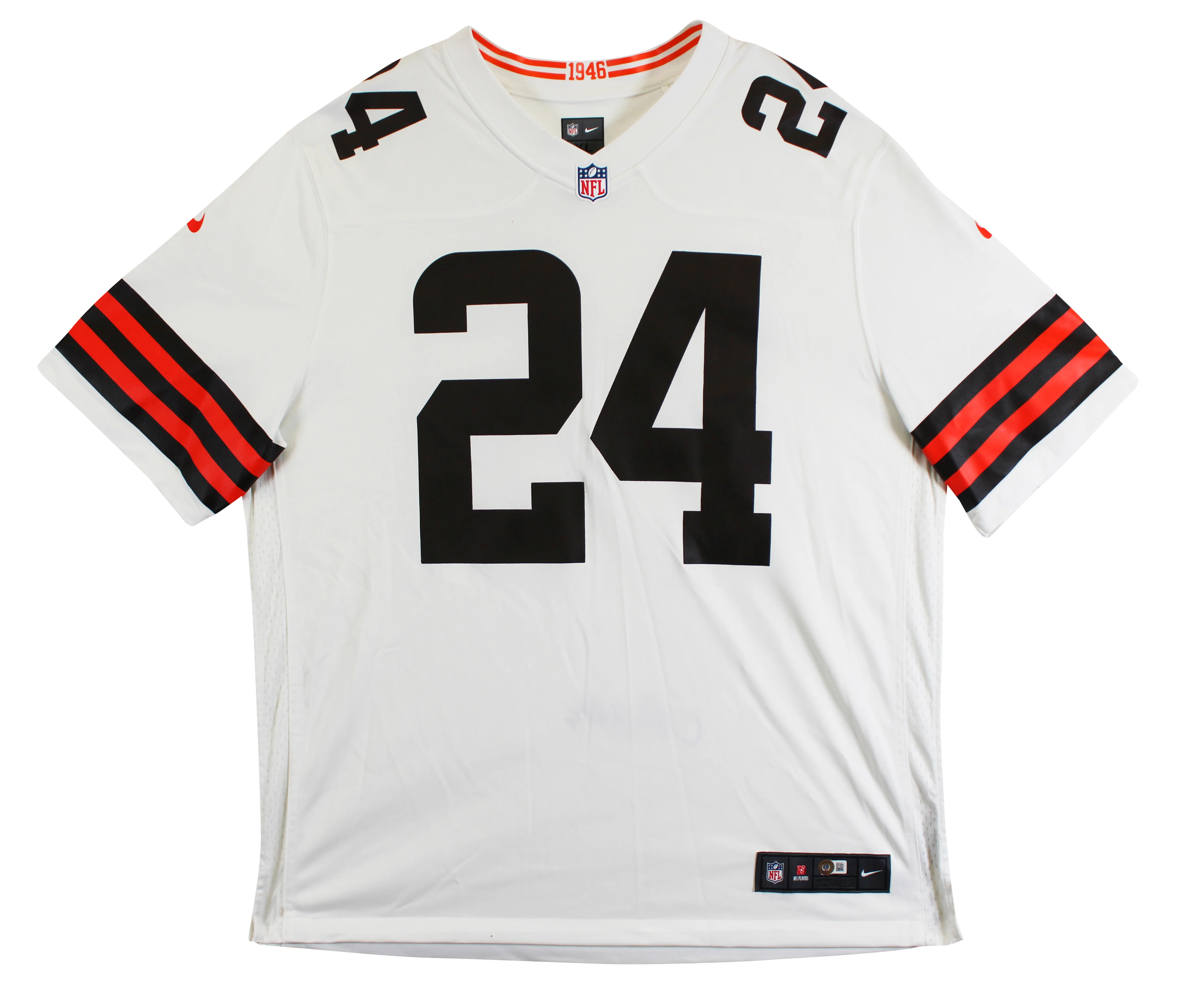 Browns Nick Chubb Authentic Signed White Nike Game Jersey BAS Witness #1W042201 - Image 5