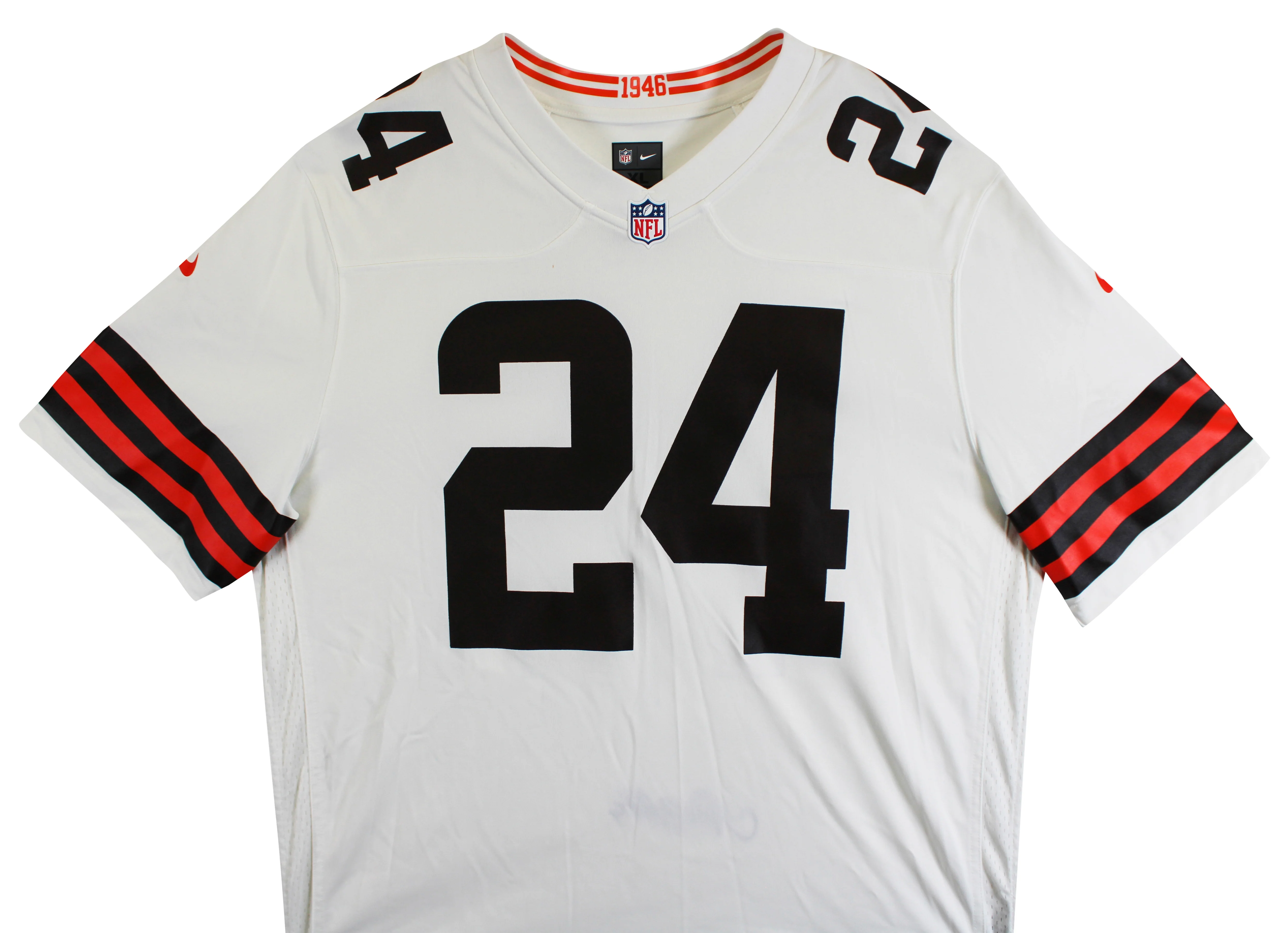 Browns Nick Chubb Authentic Signed White Nike Game Jersey BAS Witness #1W042201 - Image 6