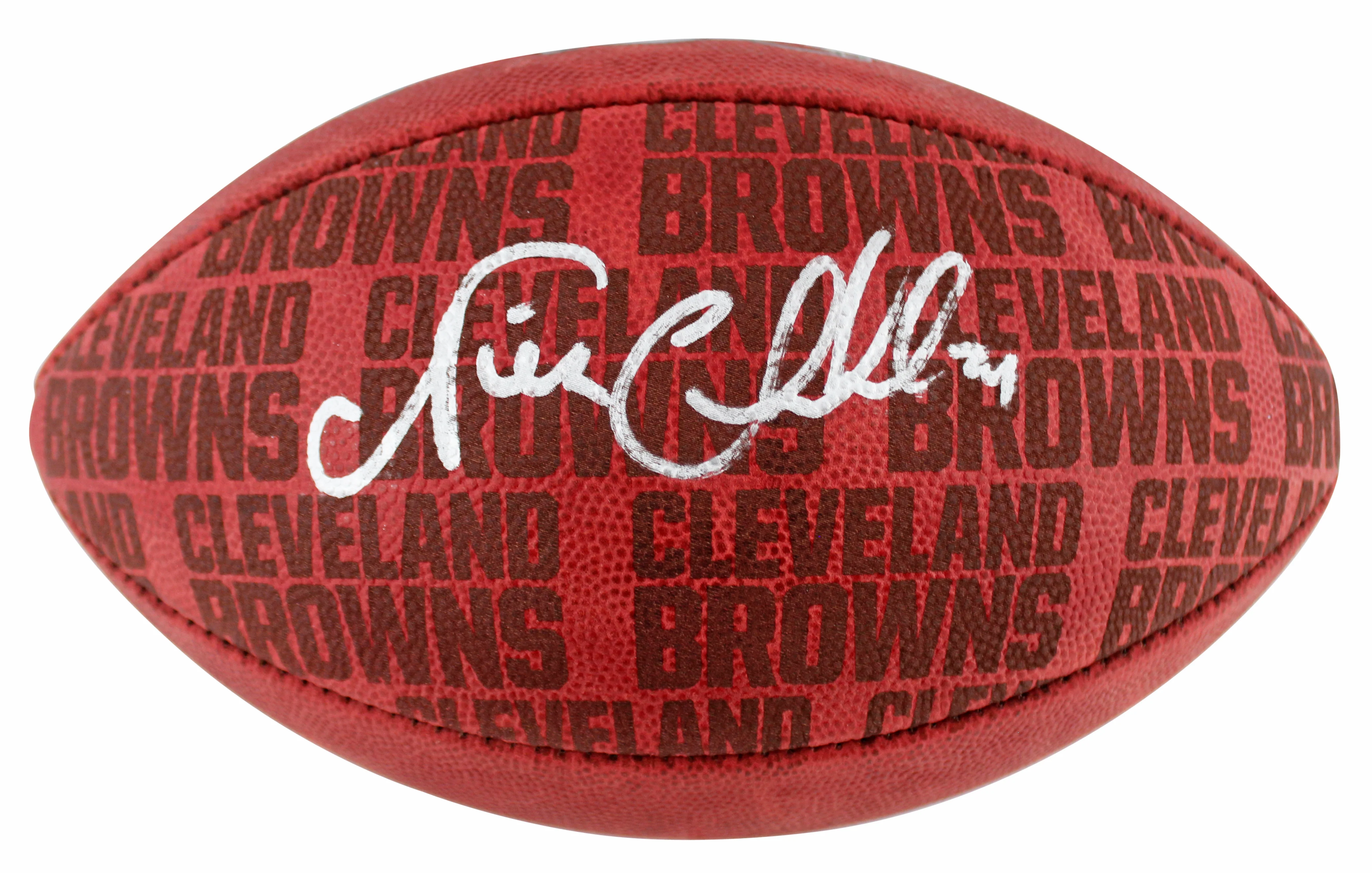 Browns Nick Chubb Signed Wilson "The Duke" Team Showcase Football W/ Case BAS W - Image 4