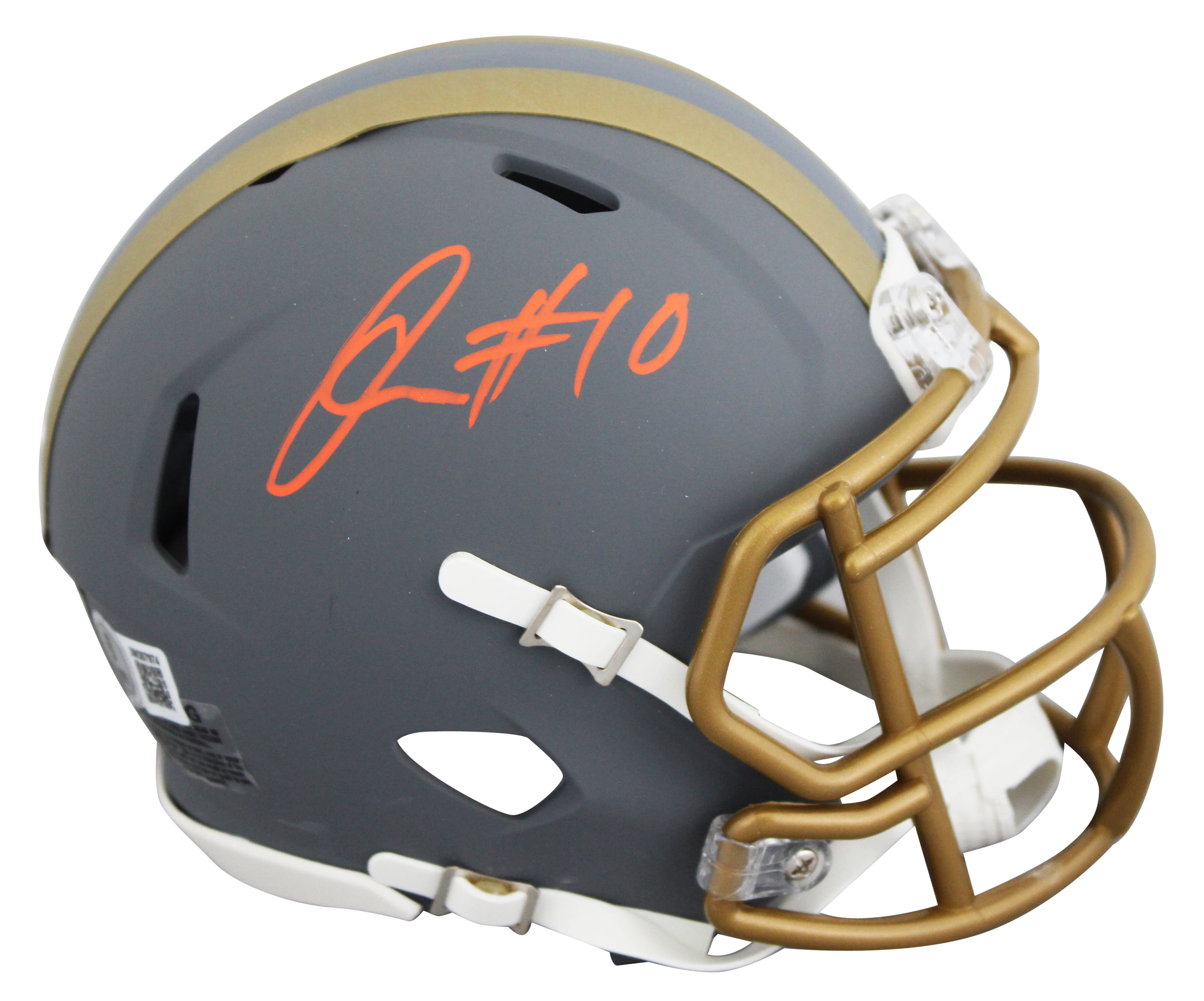 Browns Quinshon Judkins Authentic Signed Slate Speed Mini Helmet BAS Witnessed - Image 2
