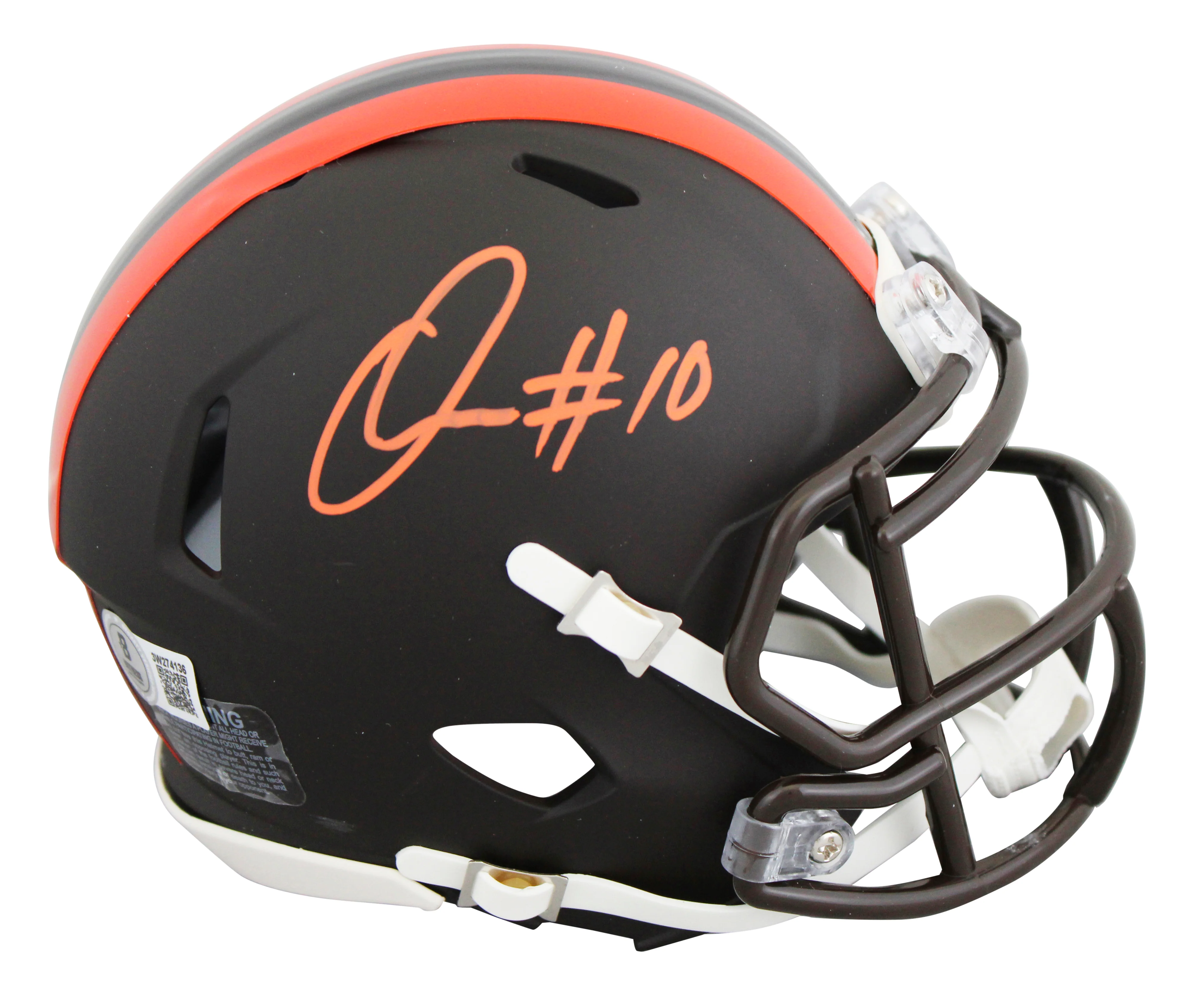 Browns Quinshon Judkins Signed 2025 On-Field Alt Speed Mini Helmet BAS Witnessed - Image 2