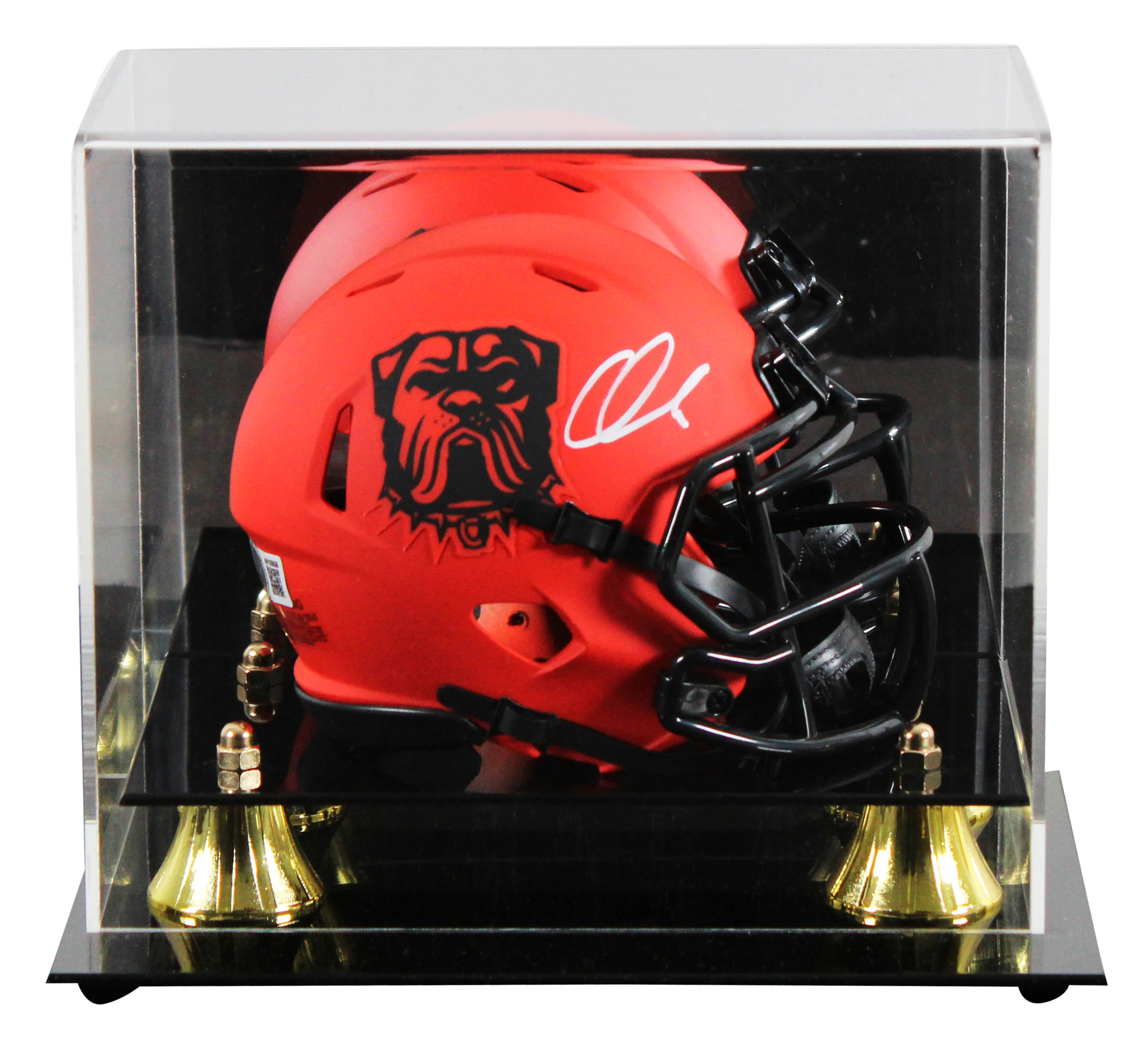 Browns Quinshon Judkins Signed Rave Speed Mini Helmet W/ Case BAS Witnessed - Image 2