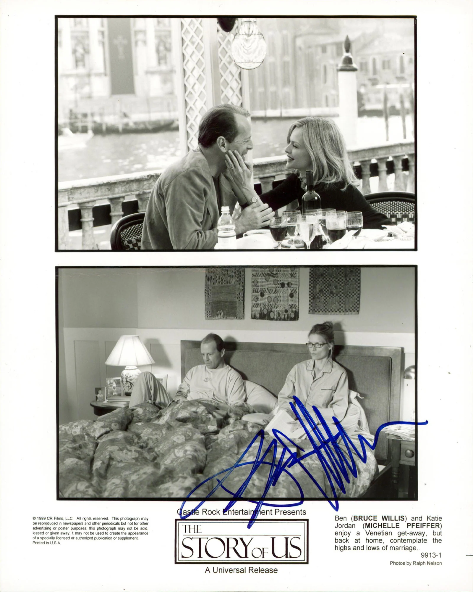 Bruce Willis The Story Of Us Authentic Signed 8x10 Vertical Photo JSA #XX62497