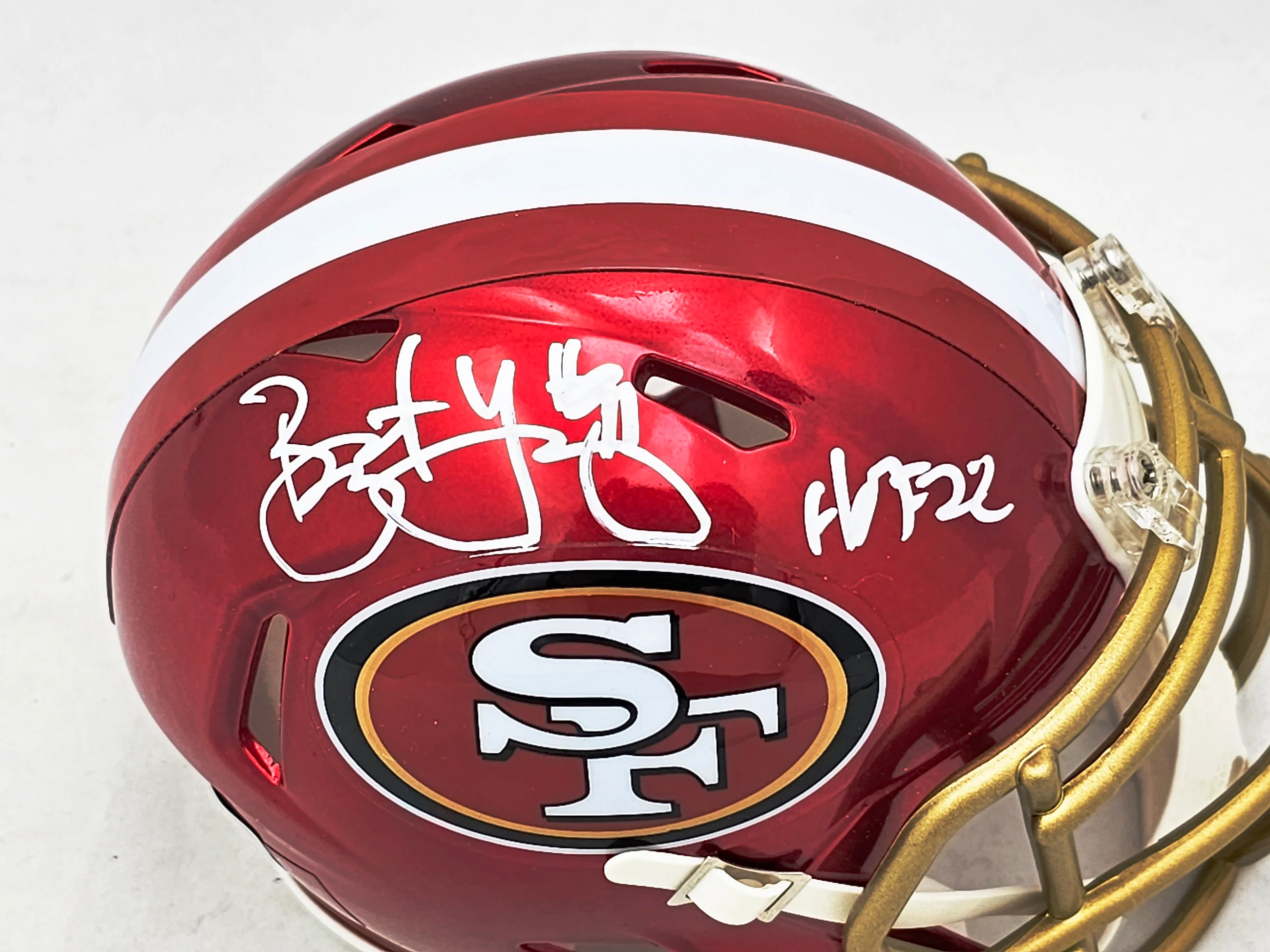 Bryant Young Autographed San Francisco 49ers Flash Red Speed Mini Helmet "HOF 22" Beckett BAS Witness Stock #215664 - Image 2