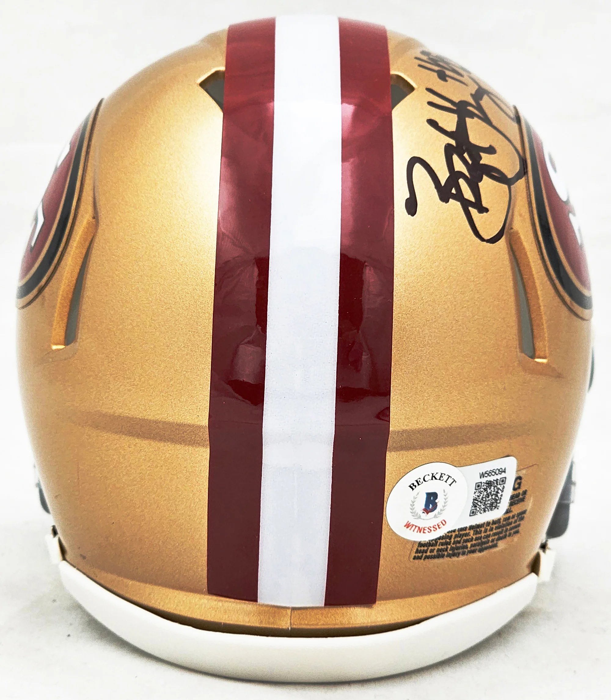 Bryant Young Autographed San Francisco 49ers Gold Speed Mini Helmet "HOF 22" Beckett BAS Witness Stock #215663 - Image 4