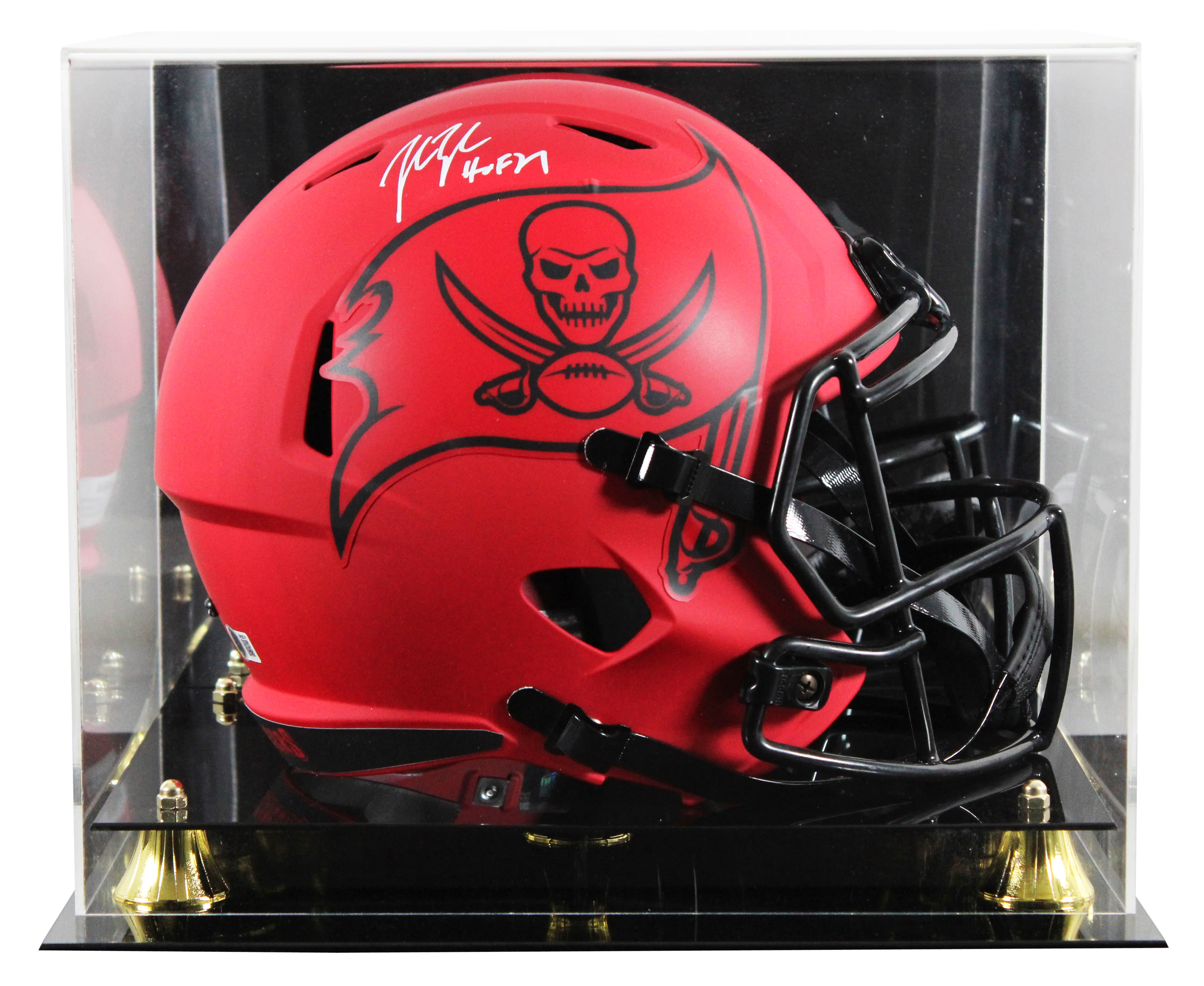 Buccaneers John Lynch "HOF 21" Signed Rave F/S Speed Rep Helmet W/ Case BAS Wit - Image 2