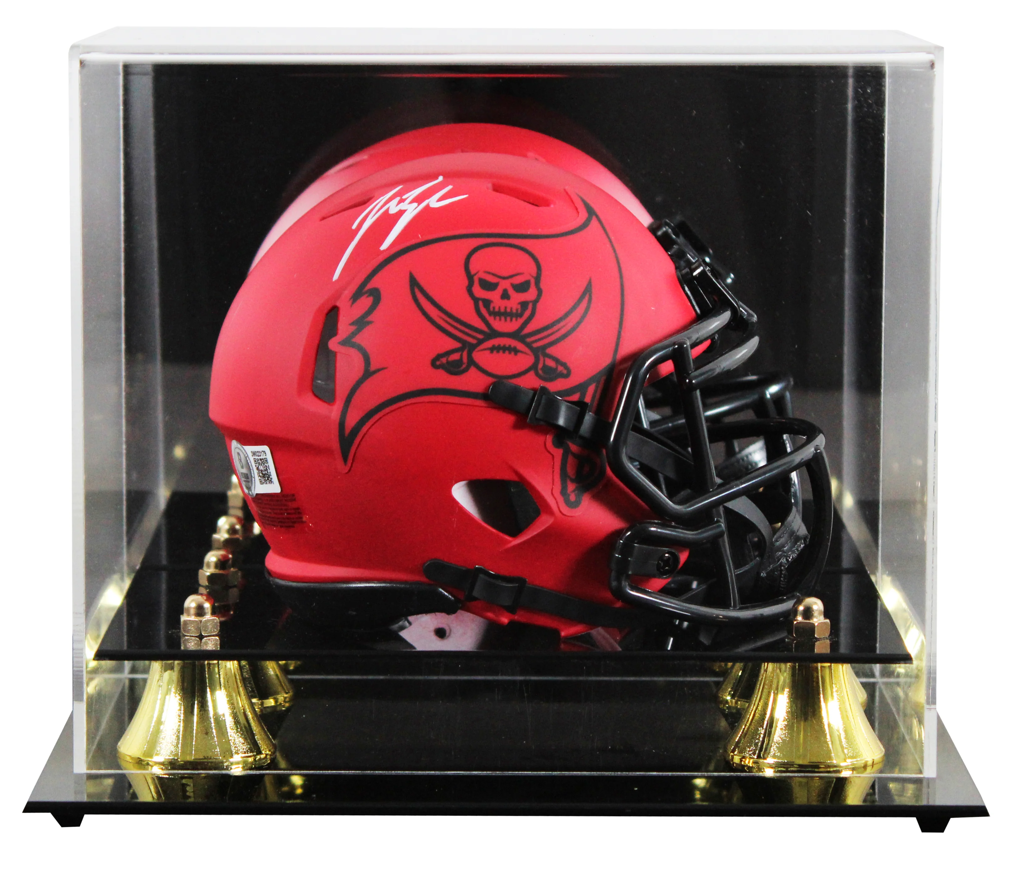 Buccaneers John Lynch Signed Rave Speed Mini Helmet W/ Case BAS Witnessed - Image 2