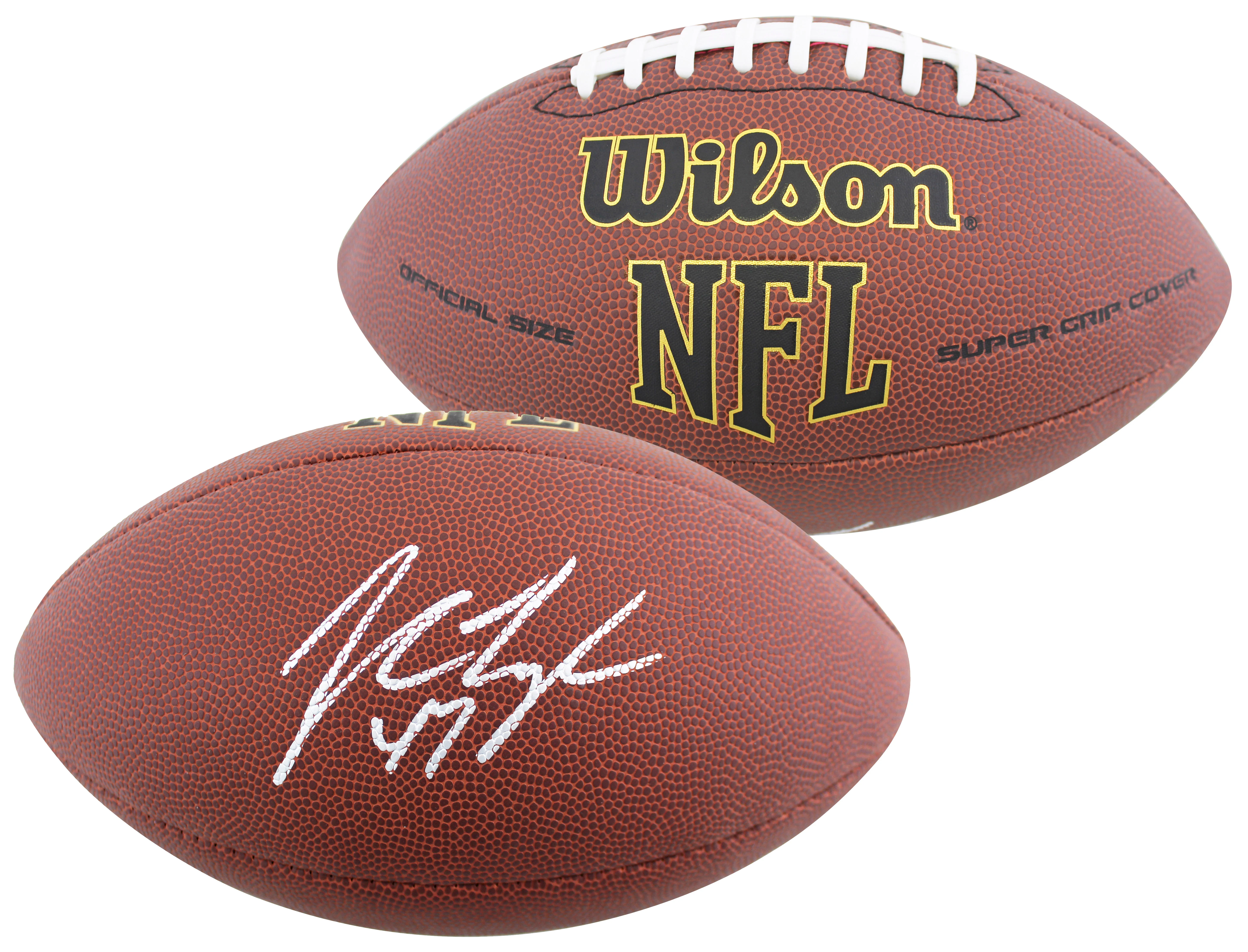 Buccaneers John Lynch Signed Wilson Super Grip Football w/ Case BAS Witnessed - Image 3