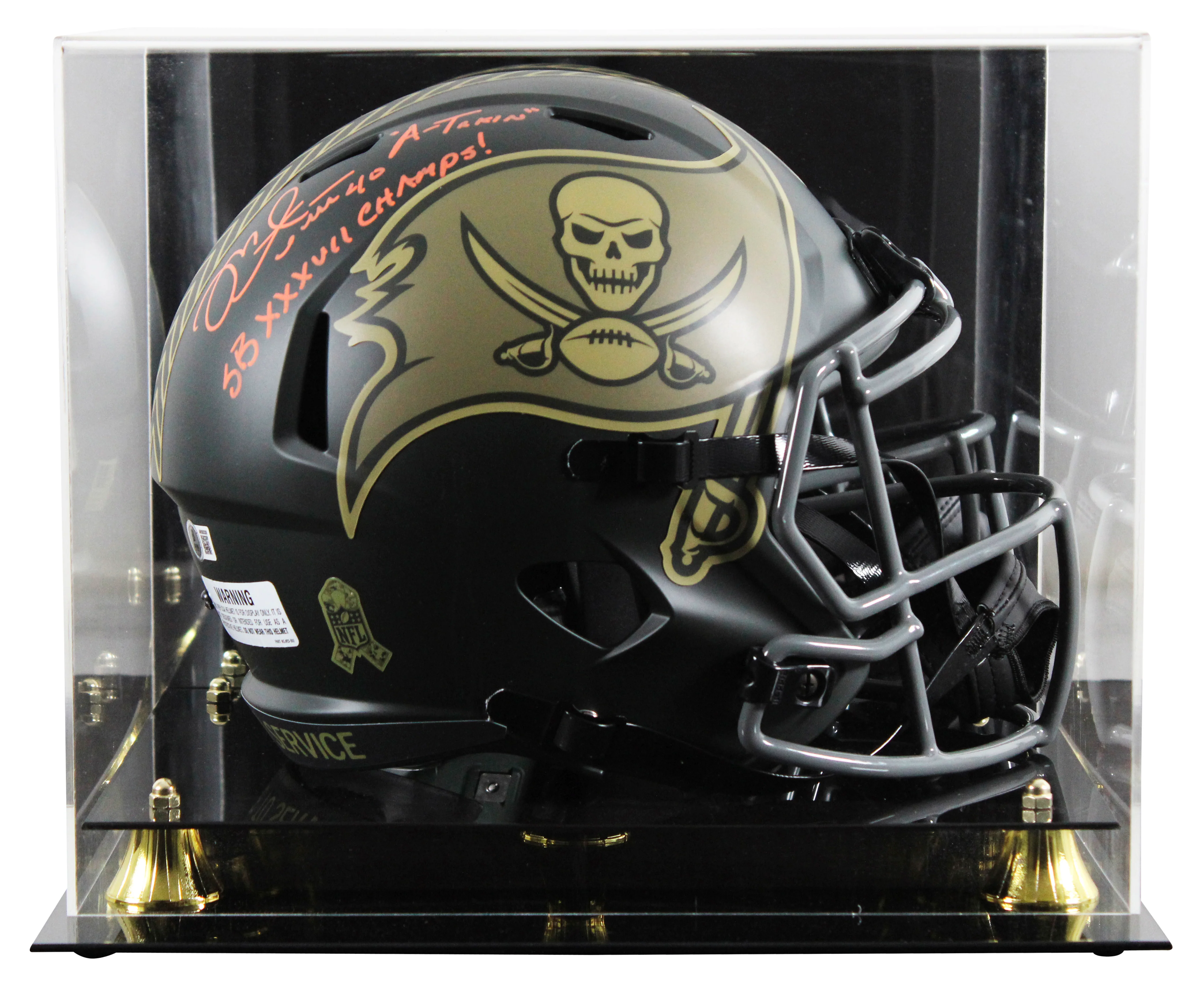Buccaneers Mike Alstott "2x Insc" Signed STS IV F/S Speed Rep Helmet W/ Case BAS - Image 2