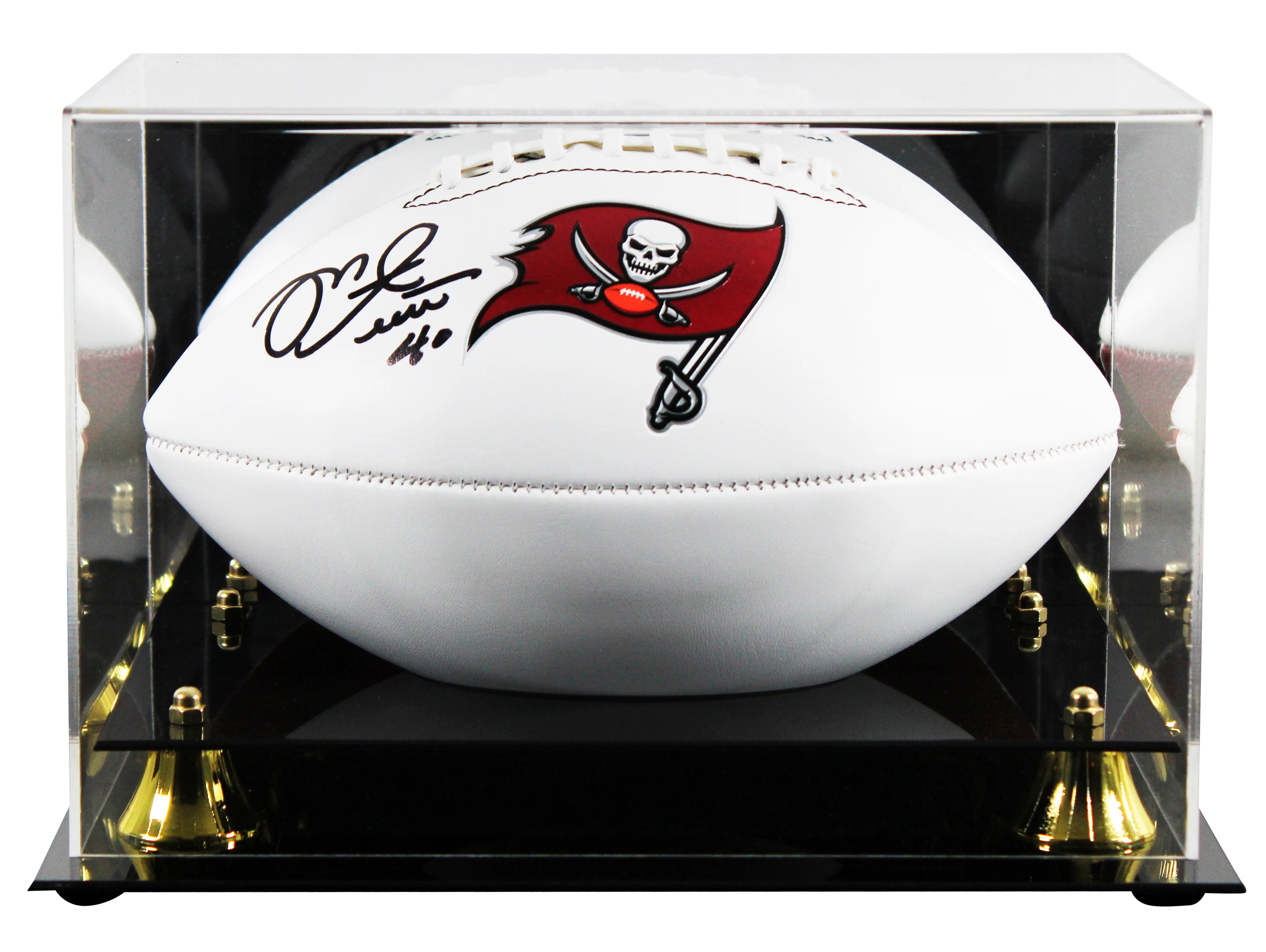 Buccaneers Mike Alstott Signed Franklin White Panel Logo Football W/ Case BAS W - Image 2