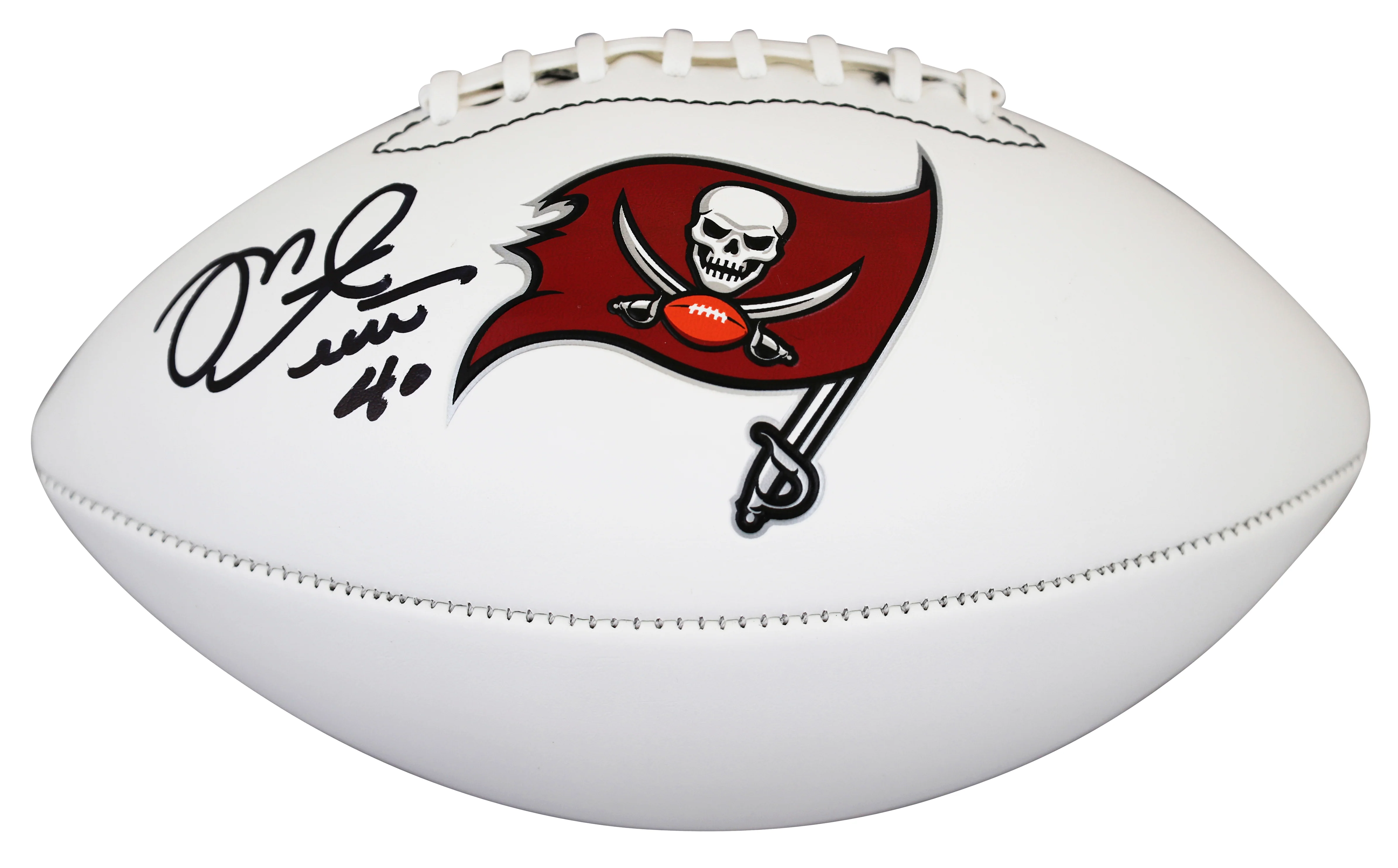 Buccaneers Mike Alstott Signed Franklin White Panel Logo Football W/ Case BAS W - Image 4