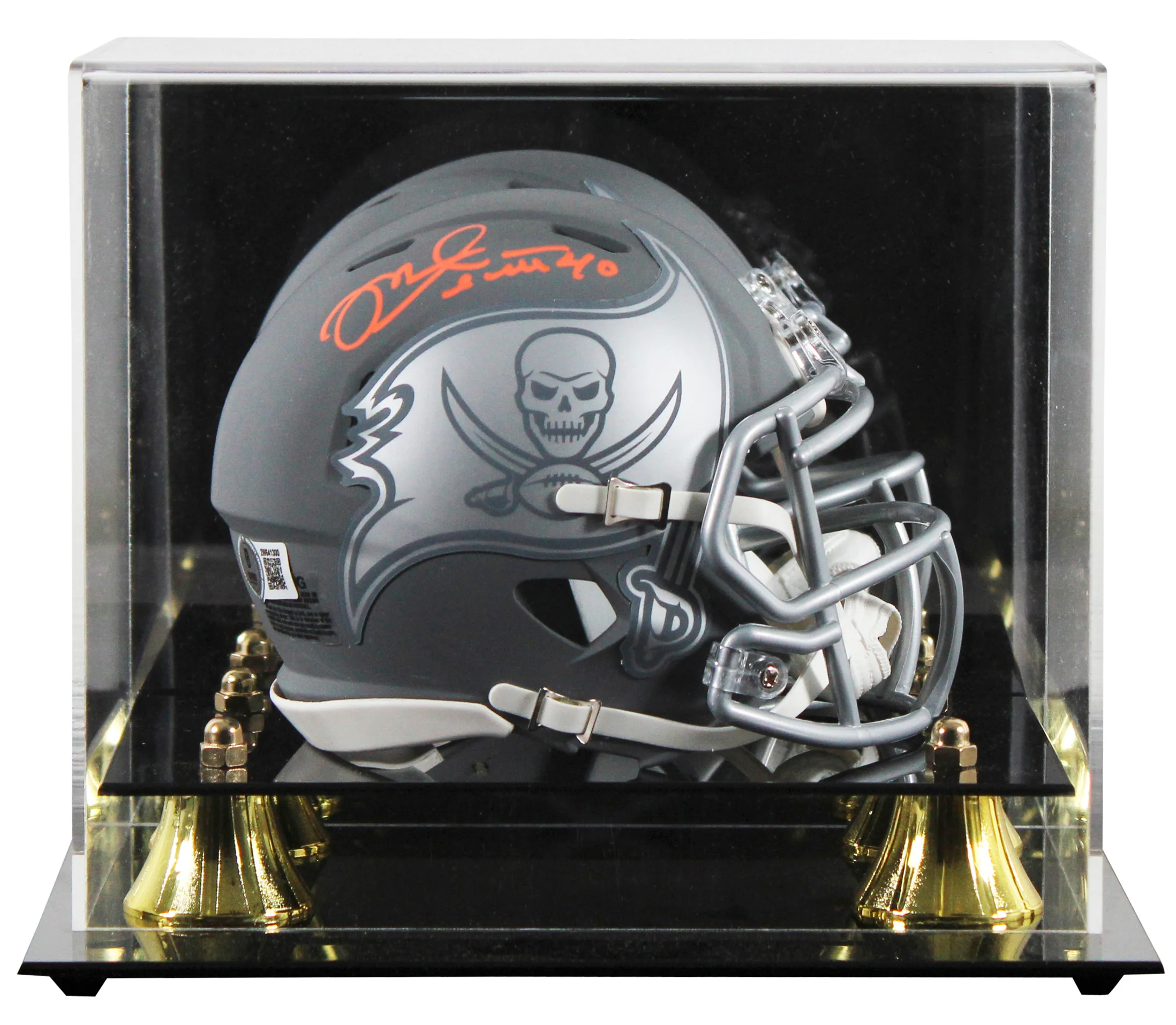 Buccaneers Mike Alstott Signed Slate Speed Mini Helmet W/ Case BAS Witnessed - Image 2