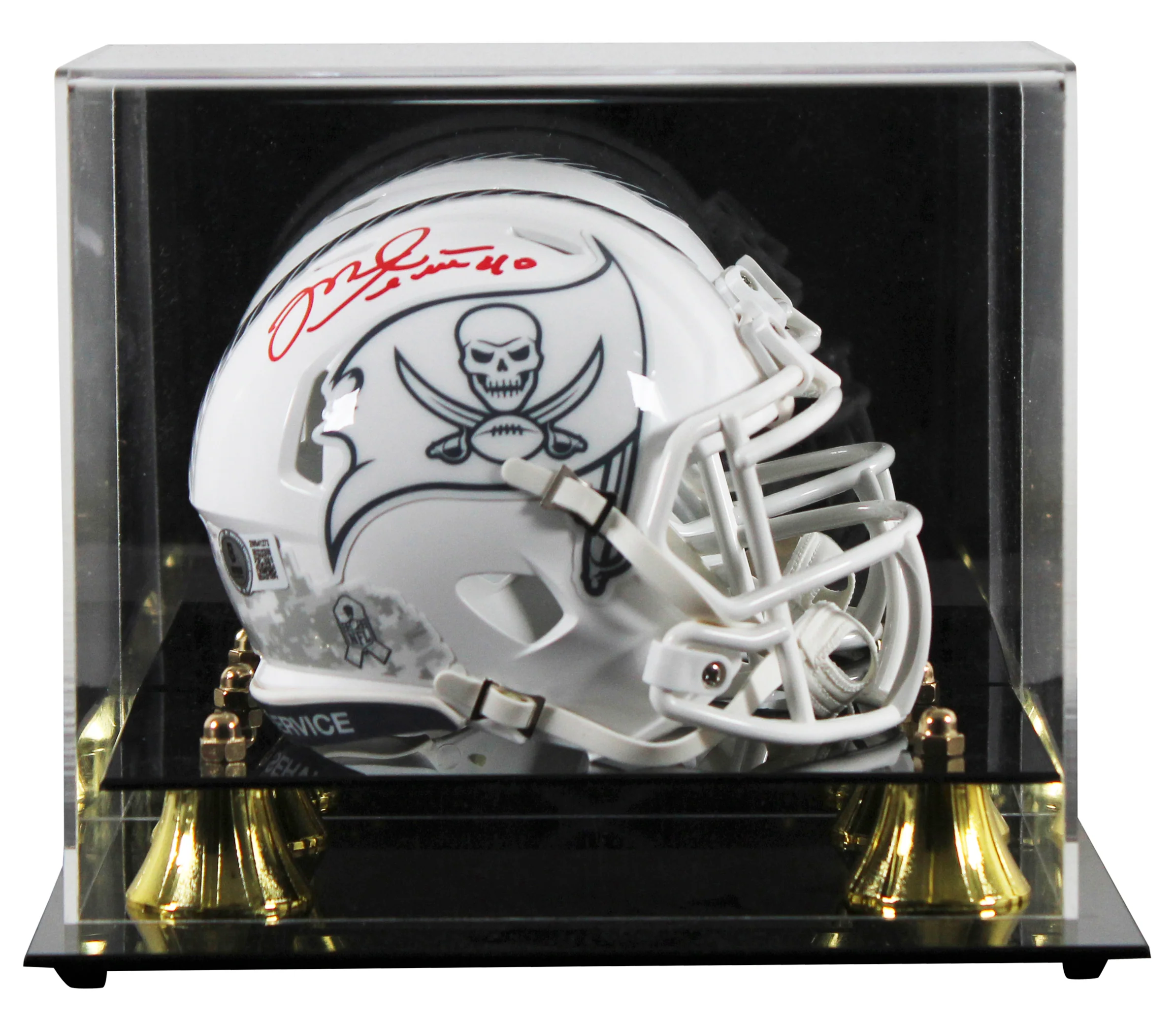 Buccaneers Mike Alstott Signed STS III Speed Mini Helmet W/ Case BAS Witnessed - Image 2