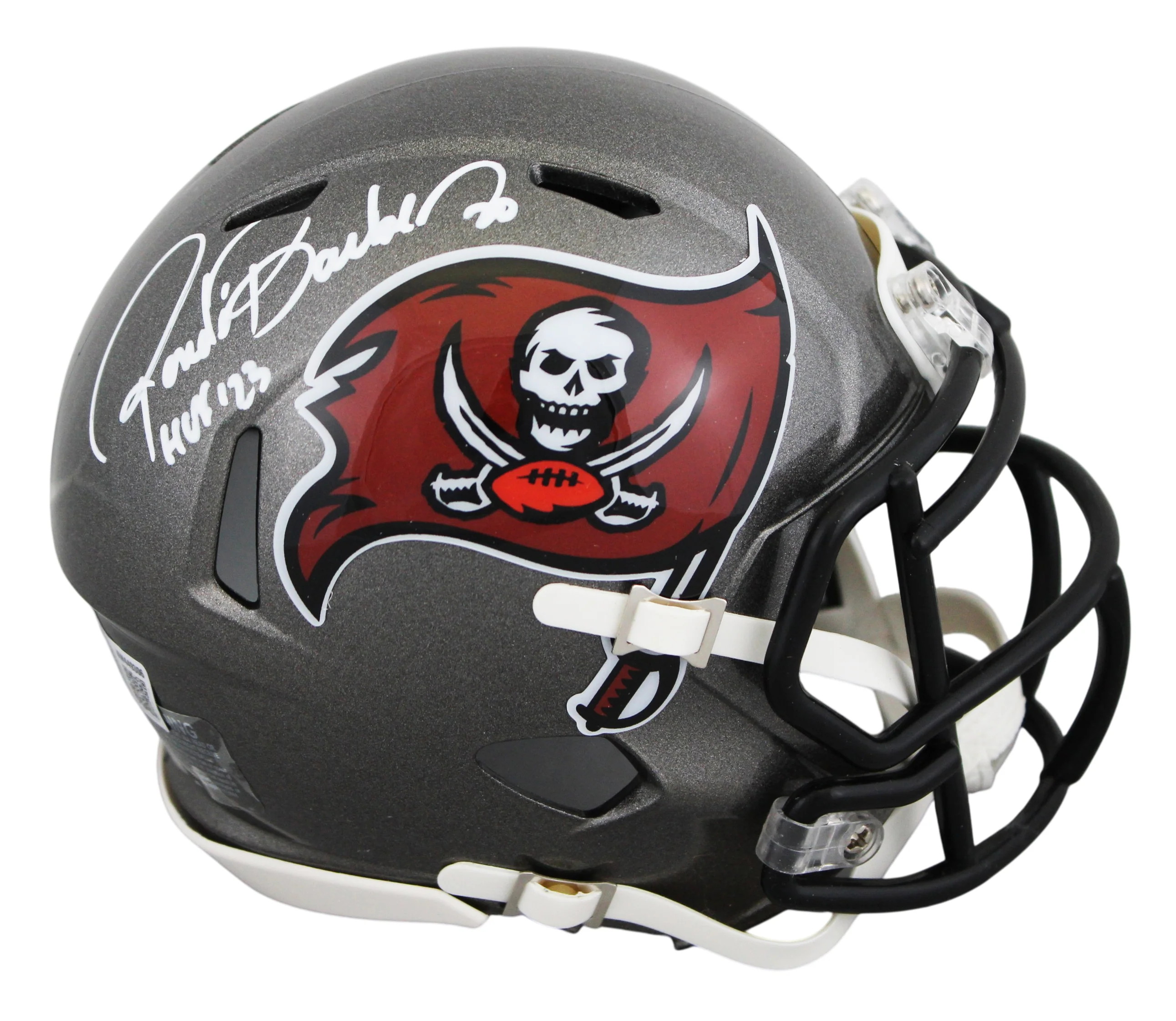 Buccaneers Ronde Barber "HOF 23" Signed 1997-13 TB Speed Mini Helmet BAS Witness - Image 2