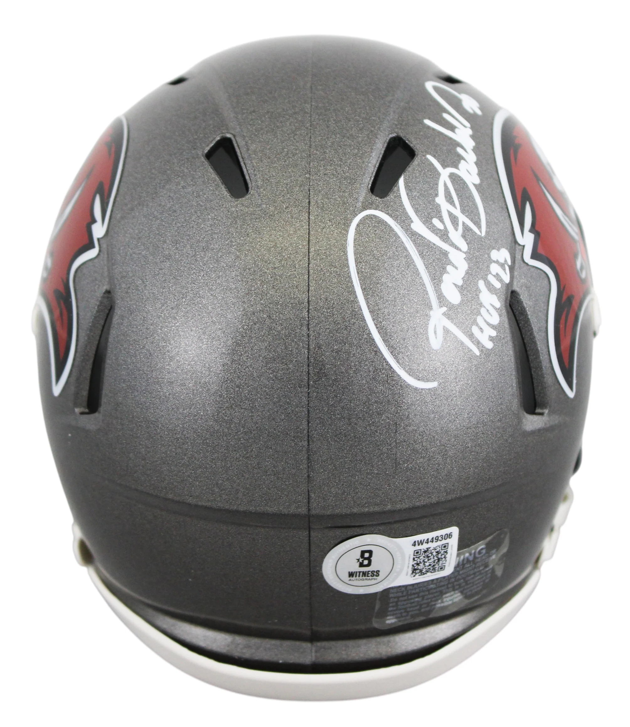 Buccaneers Ronde Barber "HOF 23" Signed 1997-13 TB Speed Mini Helmet BAS Witness - Image 3