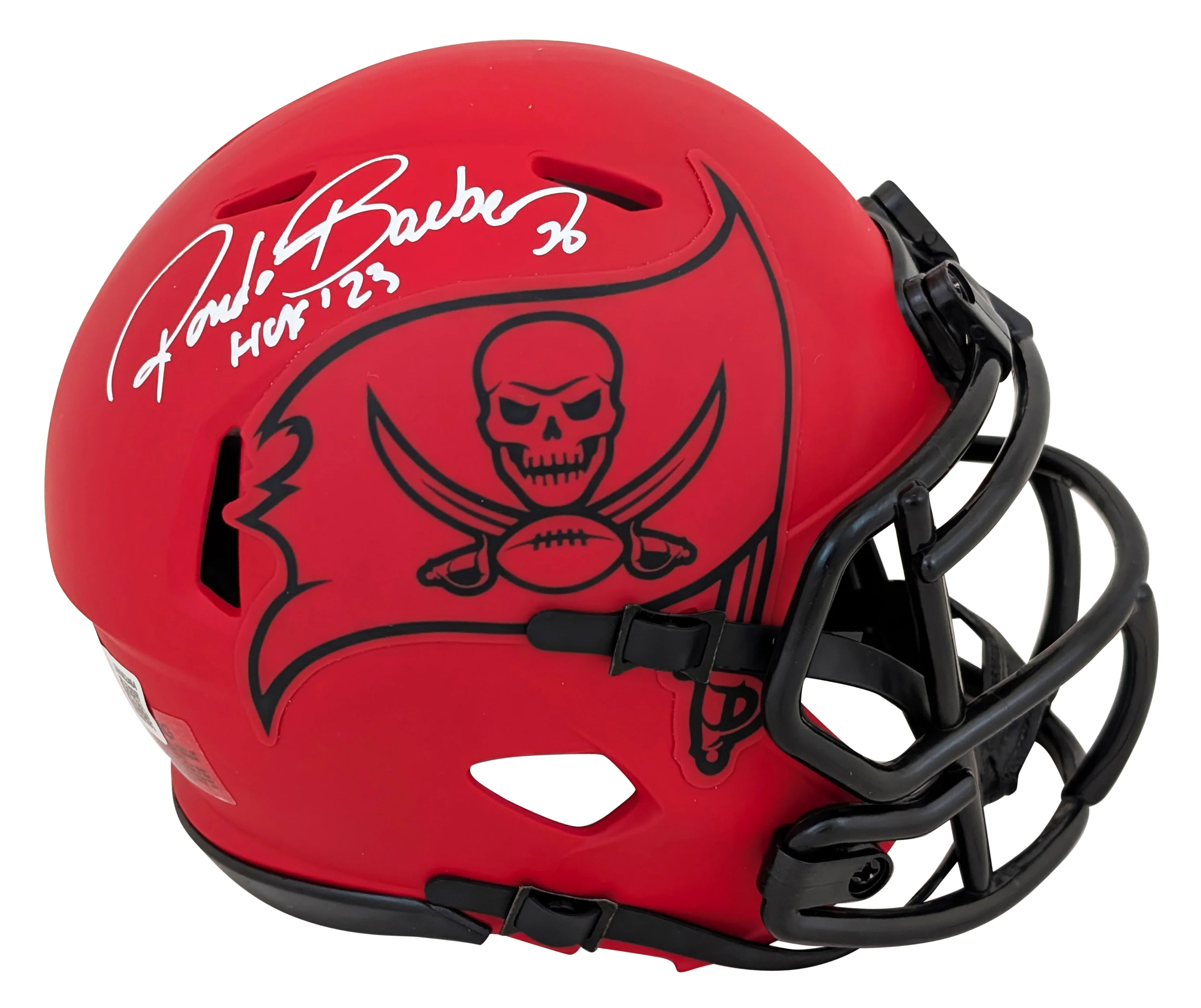 Buccaneers Ronde Barber "HOF 23" Signed Rave Speed Mini Helmet W/ Case BAS Wit - Image 3