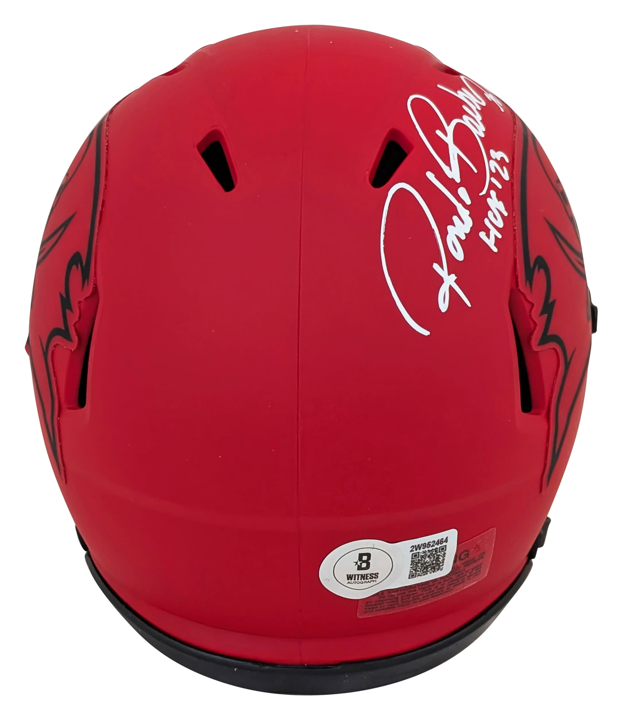 Buccaneers Ronde Barber "HOF 23" Signed Rave Speed Mini Helmet W/ Case BAS Wit - Image 4