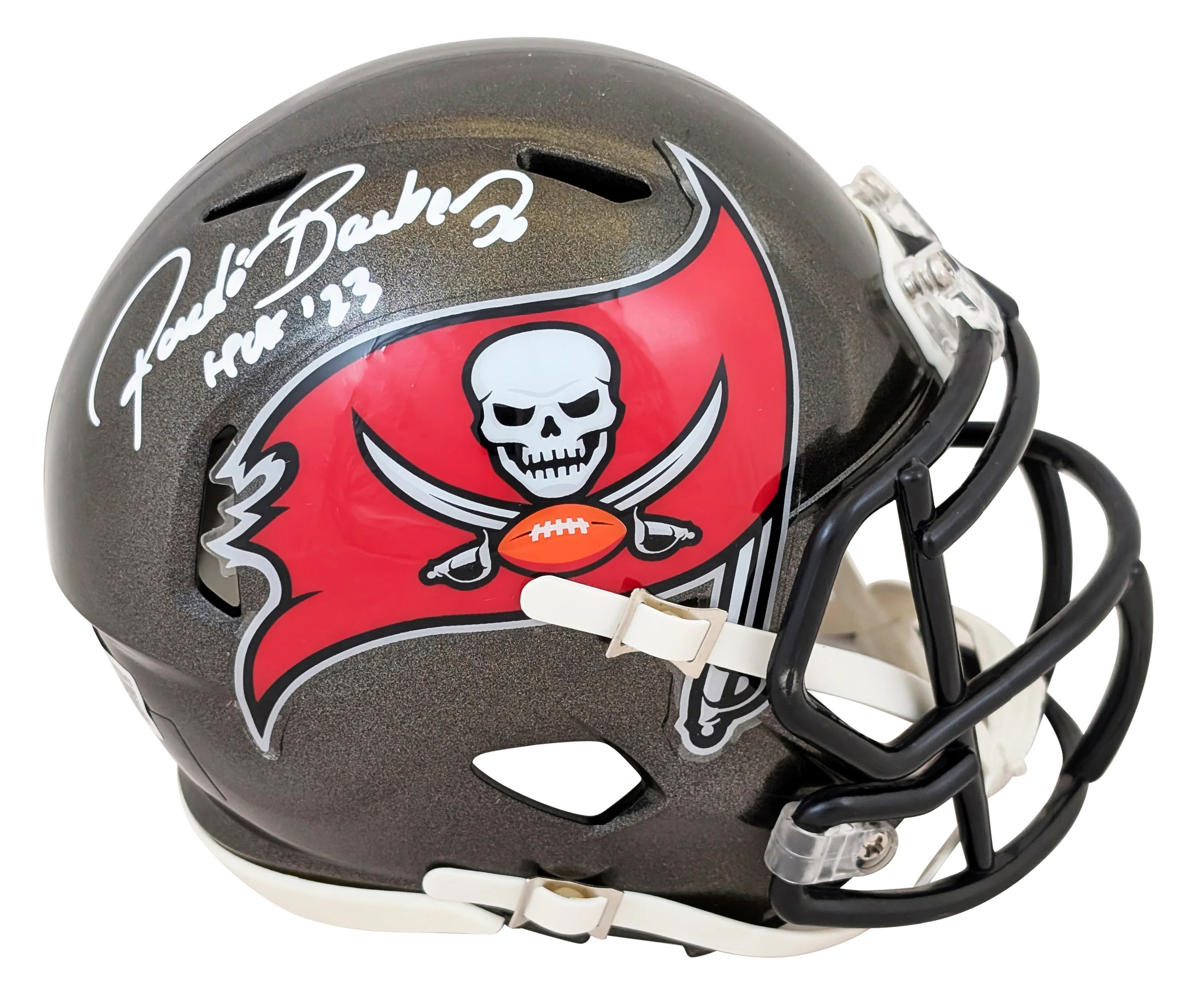 Buccaneers Ronde Barber "HOF 23" Signed Speed Mini Helmet W/ Case BAS Witness - Image 3