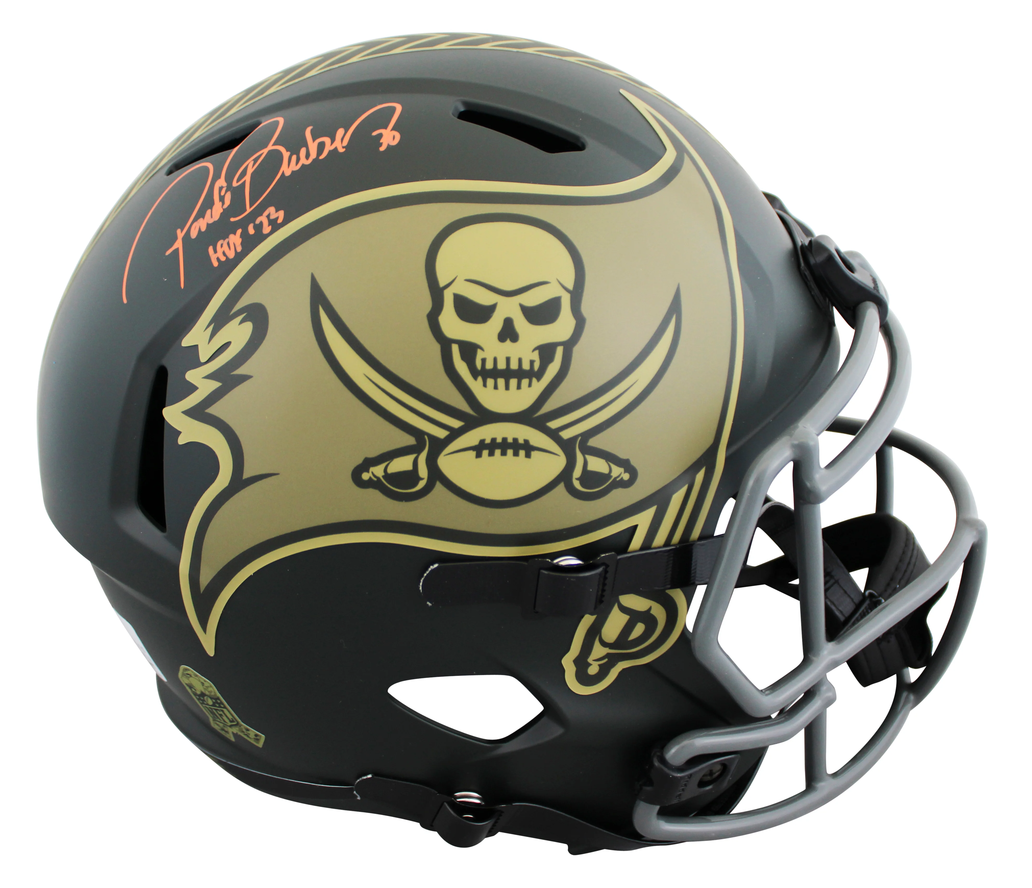 Buccaneers Ronde Barber "HOF 23" Signed STS IV Full Size Speed Rep Helmet BAS W - Image 2