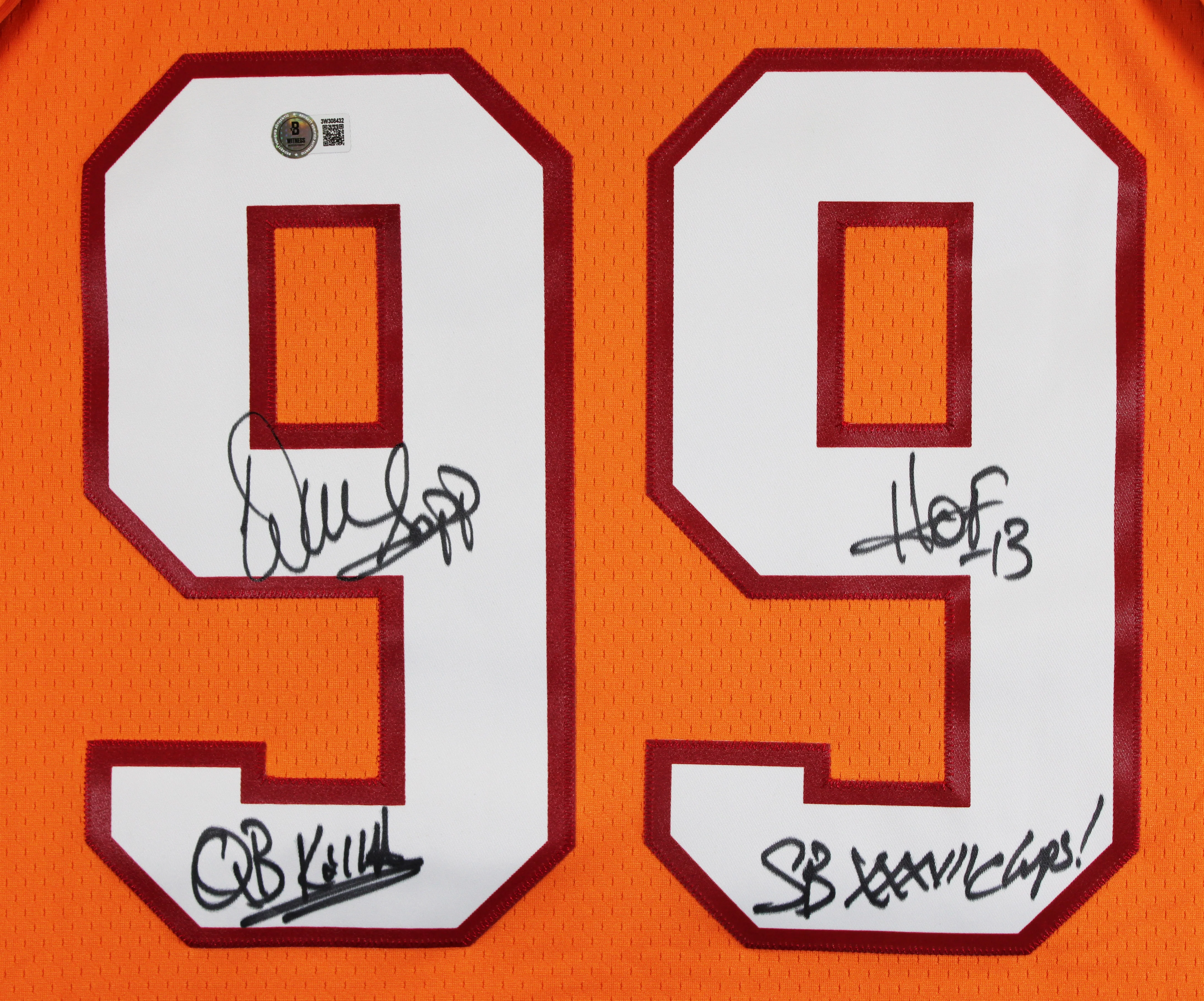 Buccaneers Warren Sapp "3x Insc" Signed Orange M&N TB Jersey BAS Witnessed - Image 4