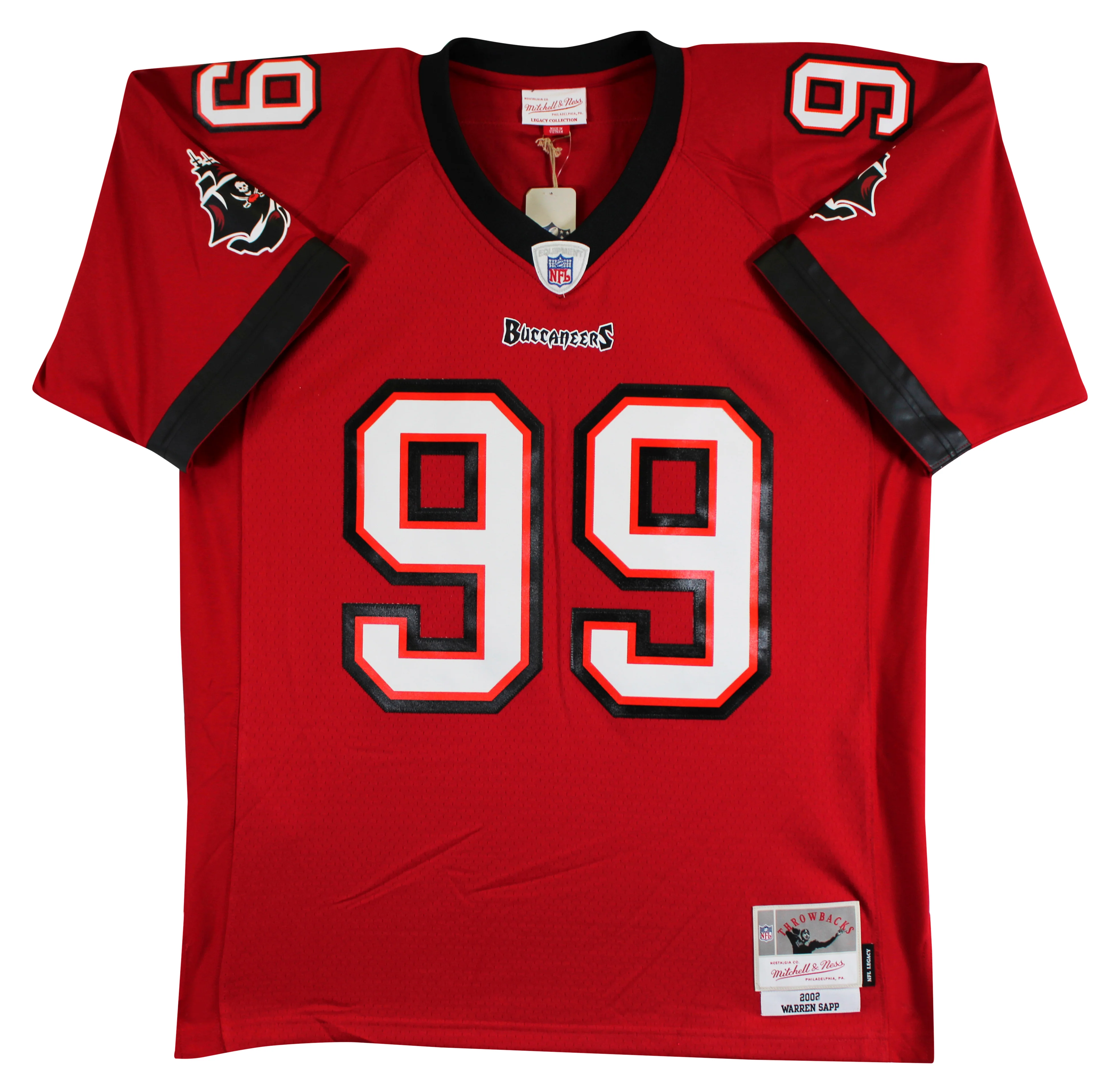 Buccaneers Warren Sapp "3x Insc" Signed Red Mitchell & Ness Jersey BAS Witnessed - Image 5